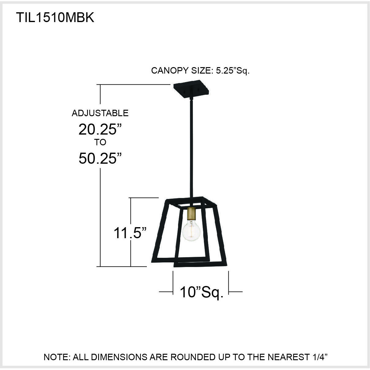 Tilly 1 Light 10 inch Matte Black Mini Pendant Ceiling Light, Small