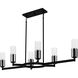 Cruz 6 Light 48 inch Matte Black Linear Chandelier Ceiling Light, Large