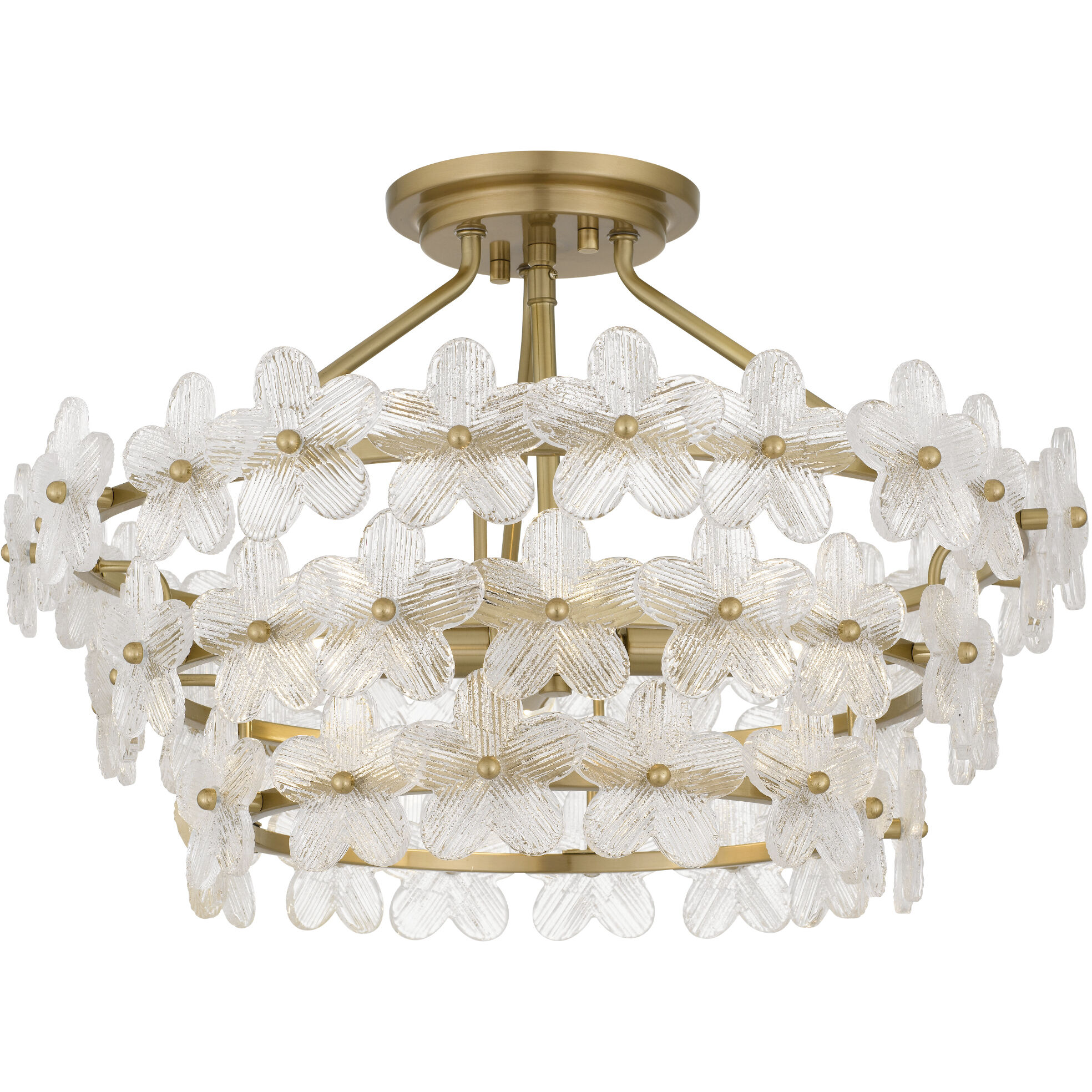 Wright 4 Light 20.5 inch Brushed Gold Semi-Flush Mount Ceiling Light