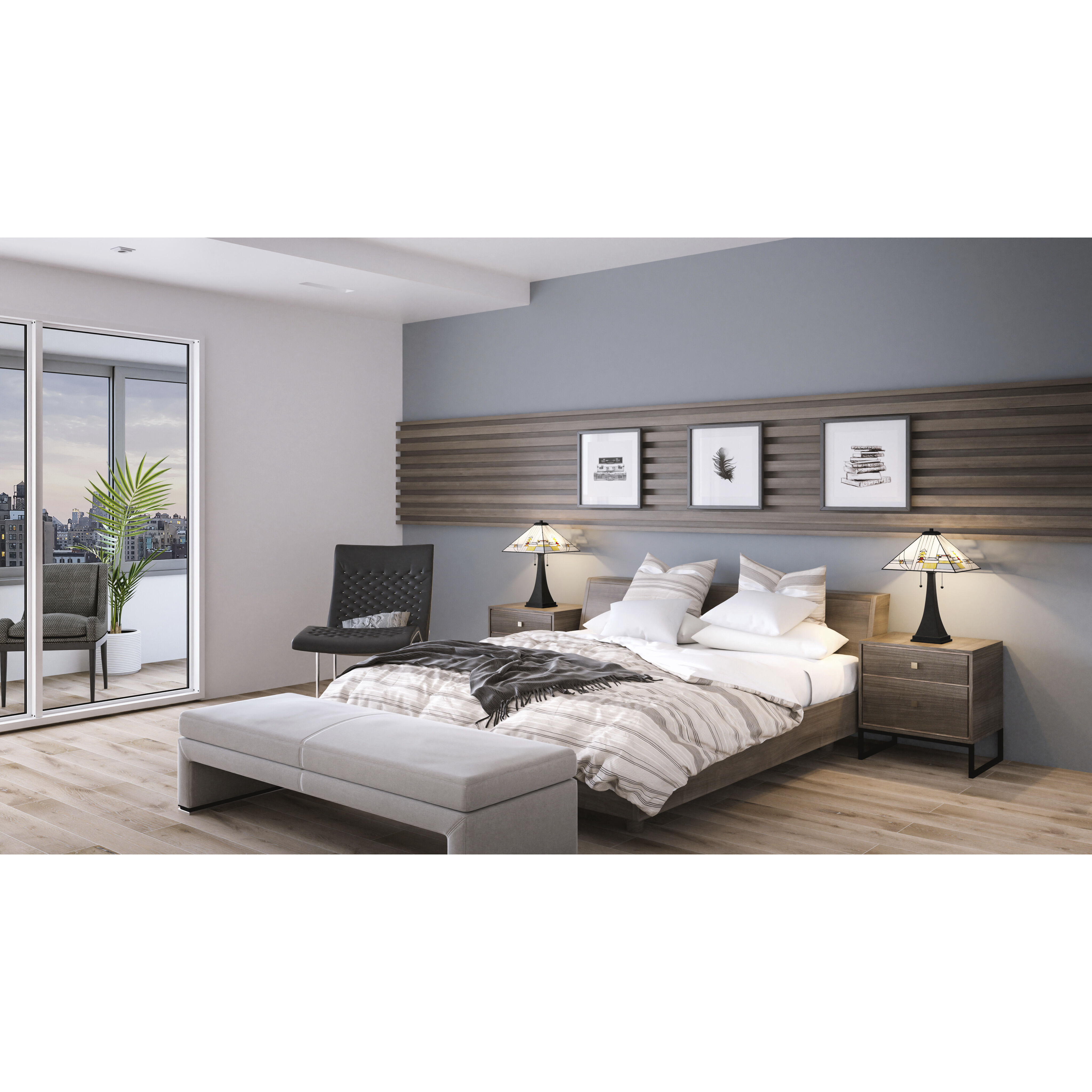 Winchester 24.25 inch 75.00 watt Matte Black Table Lamp Portable Light, Tiffany