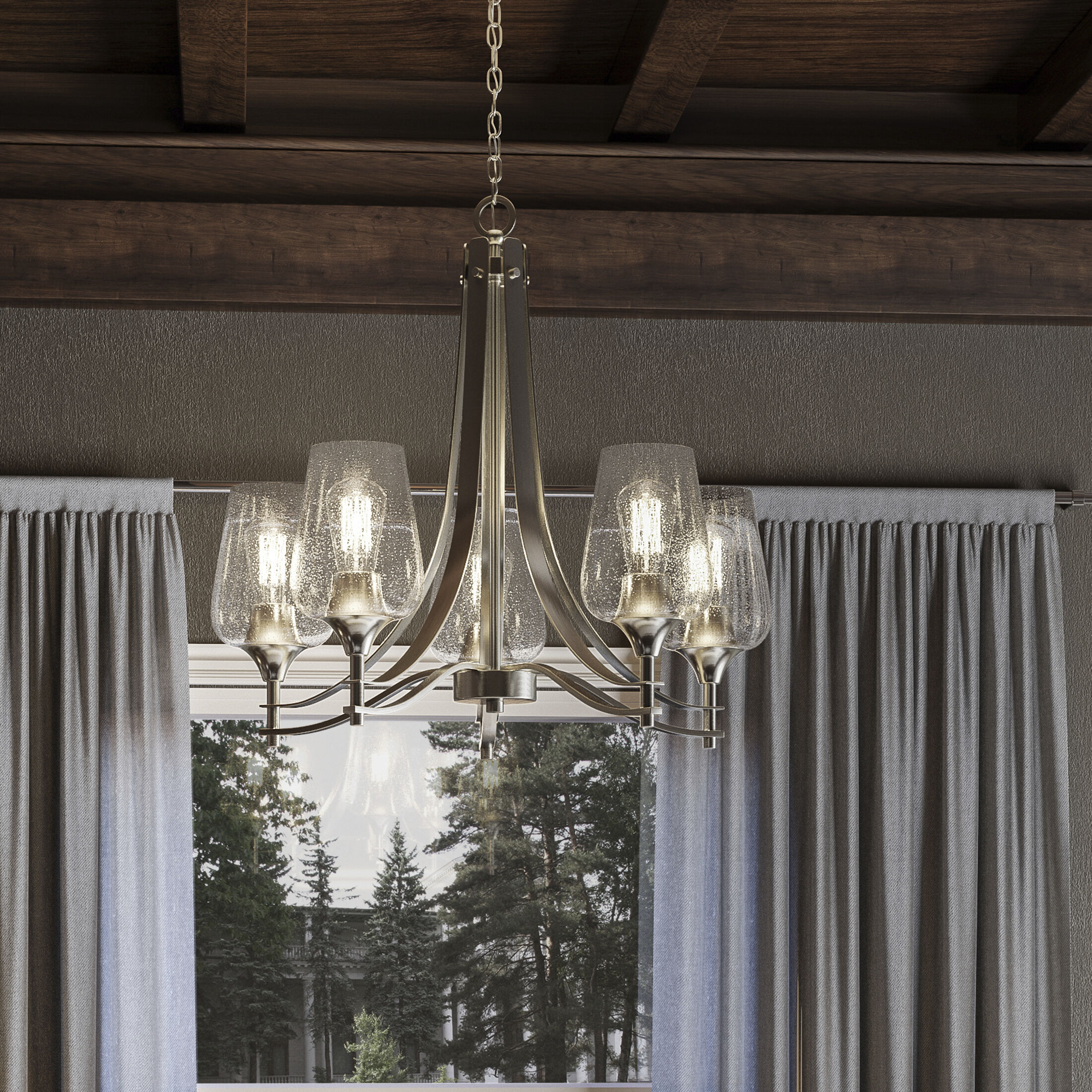 Quoizel TWE5005BN Towne 5 Light 25 inch Brushed Nickel Chandelier Ceiling Light