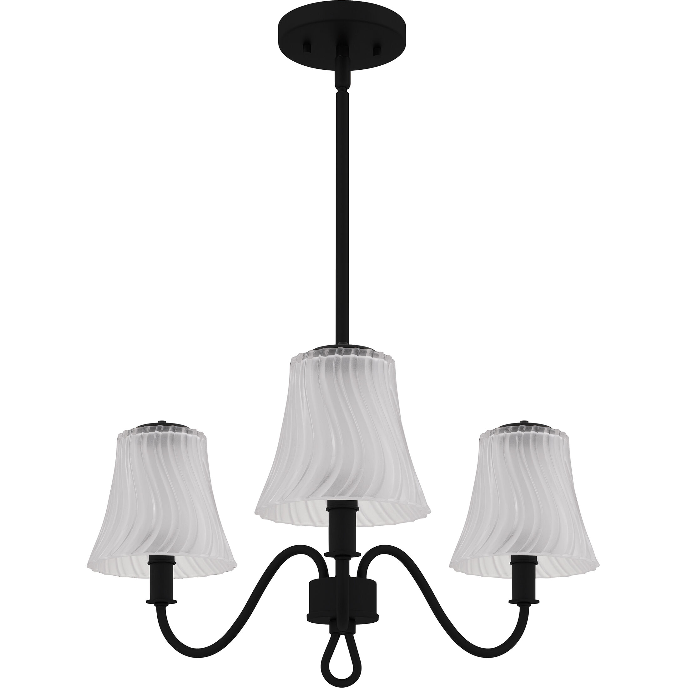 McKinney 3 Light 21.75 inch Matte Black Chandelier Ceiling Light