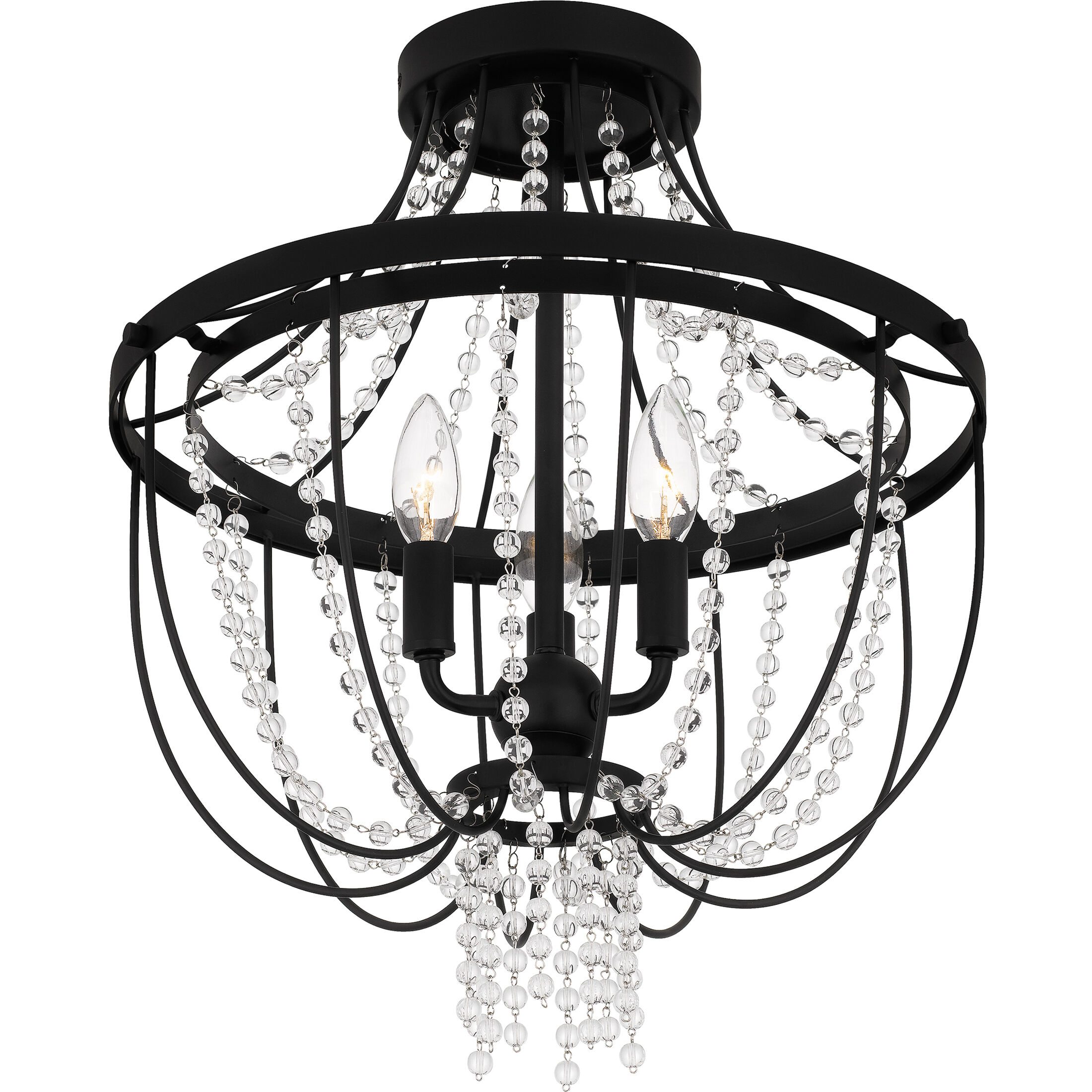 Adelaide 3 Light 16 inch Matte Black Semi-Flush Mount Ceiling Light