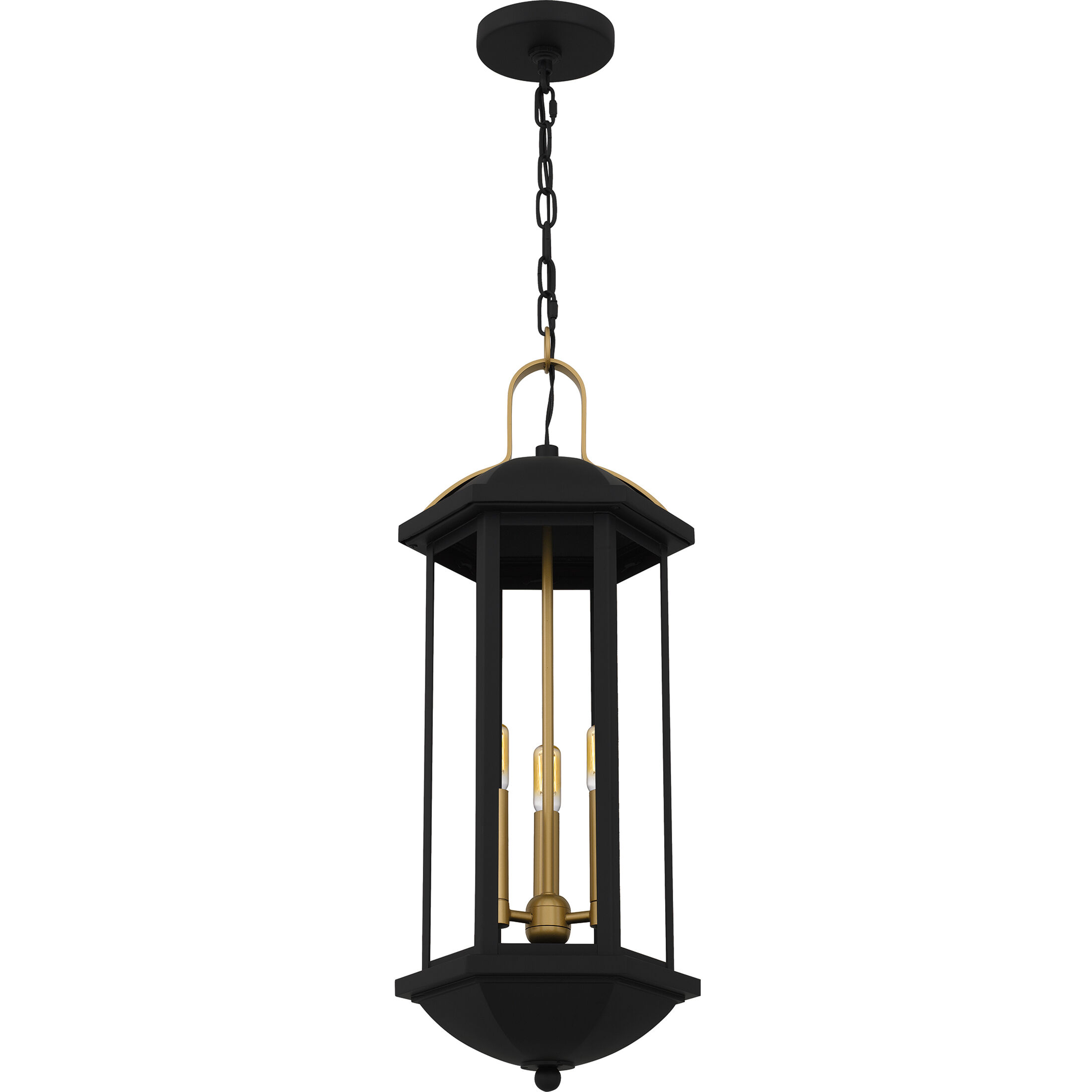 Crestfield 3 Light 10 inch Matte Black Outdoor Hanging Lantern, Large