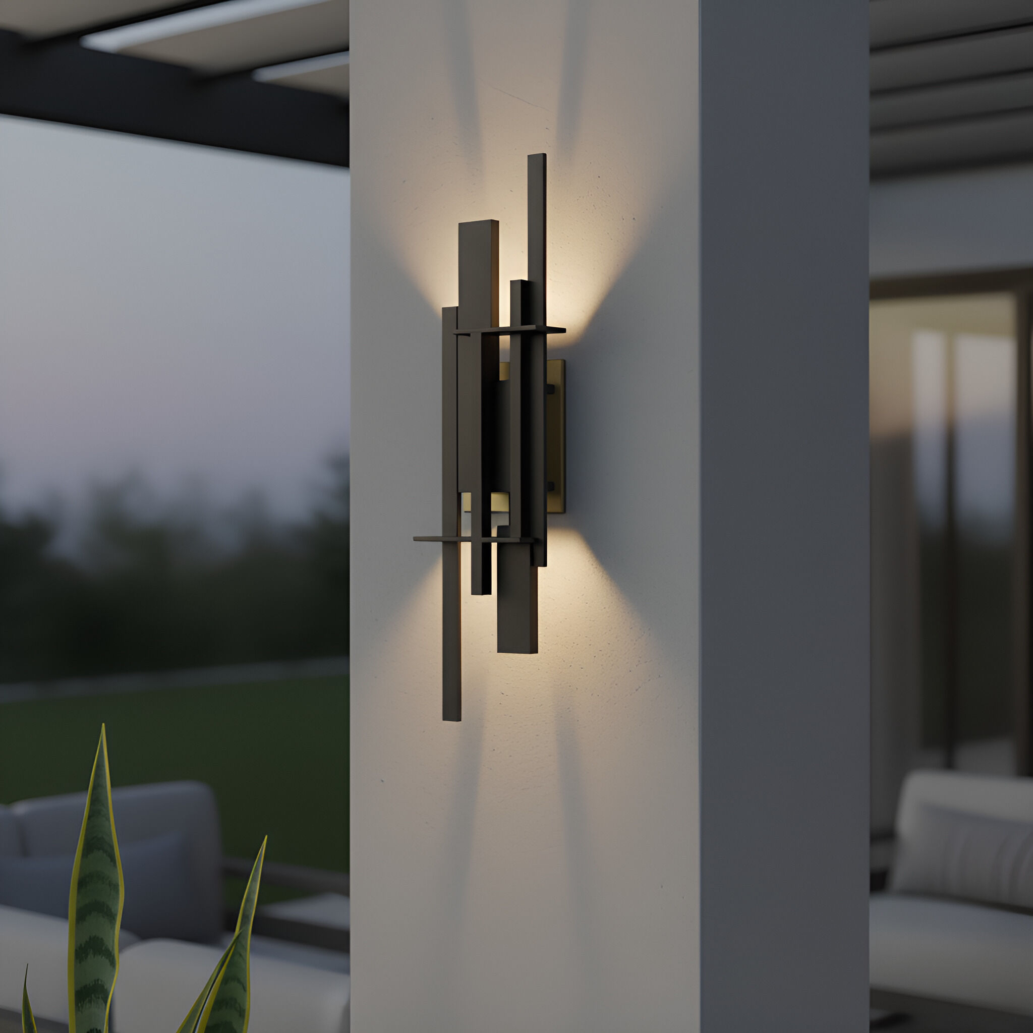 Newton LED 22 inch Earth Black Outdoor Wall Lantern