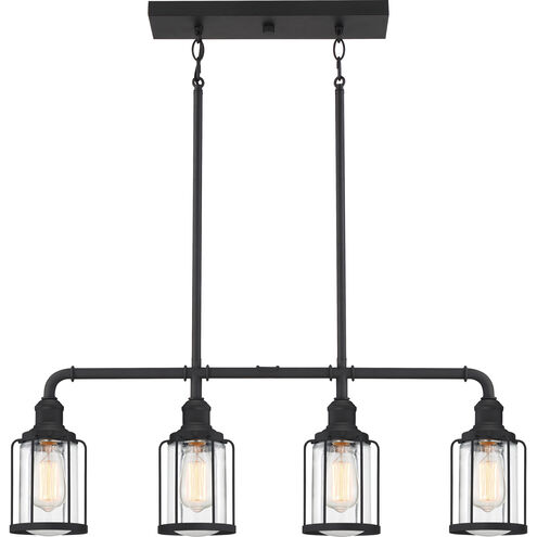 Ludlow 4 Light 34 inch Earth Black Linear Chandelier Ceiling Light