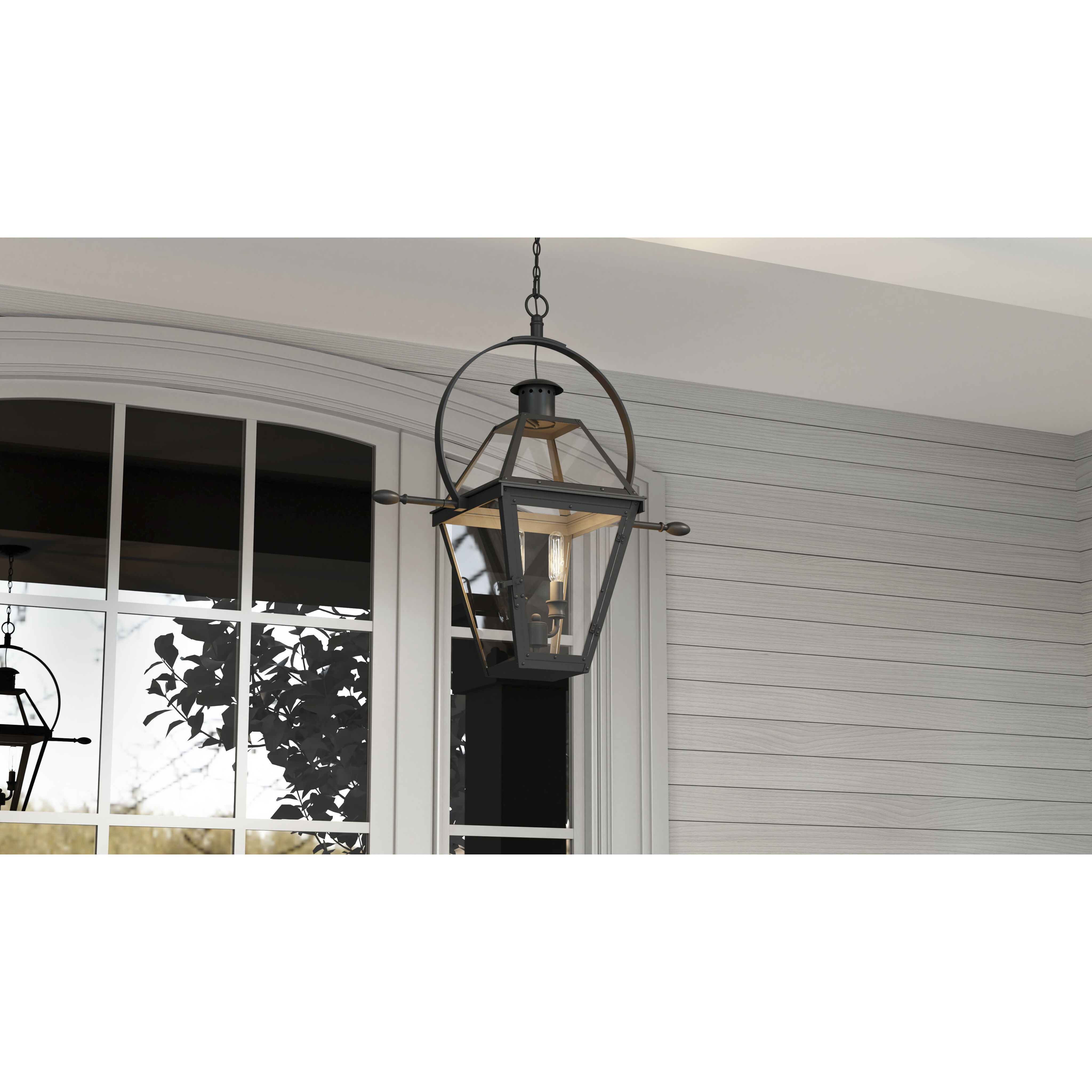 Rue De Royal 2 Light 21.25 inch Earth Black Outdoor Hanging Lantern, Large