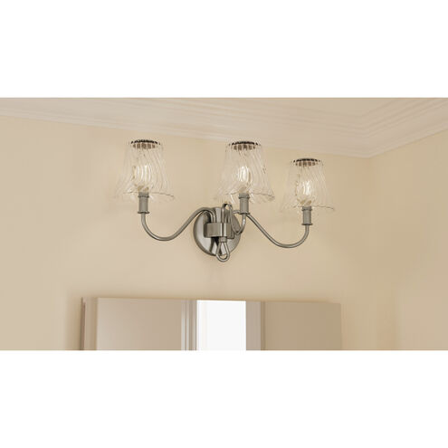 McKinney 3 Light 23 inch Brushed Nickel Bath Light Wall Light