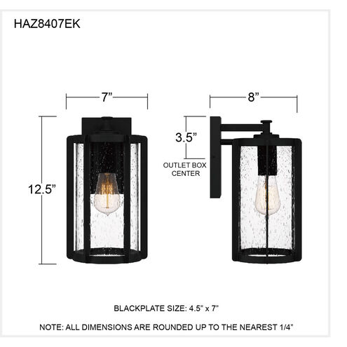 Hazel 1 Light 13 inch Earth Black Outdoor Wall Lantern
