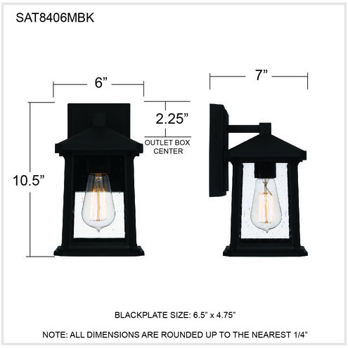Satterfield 1 Light 11 inch Matte Black Outdoor Wall Lantern