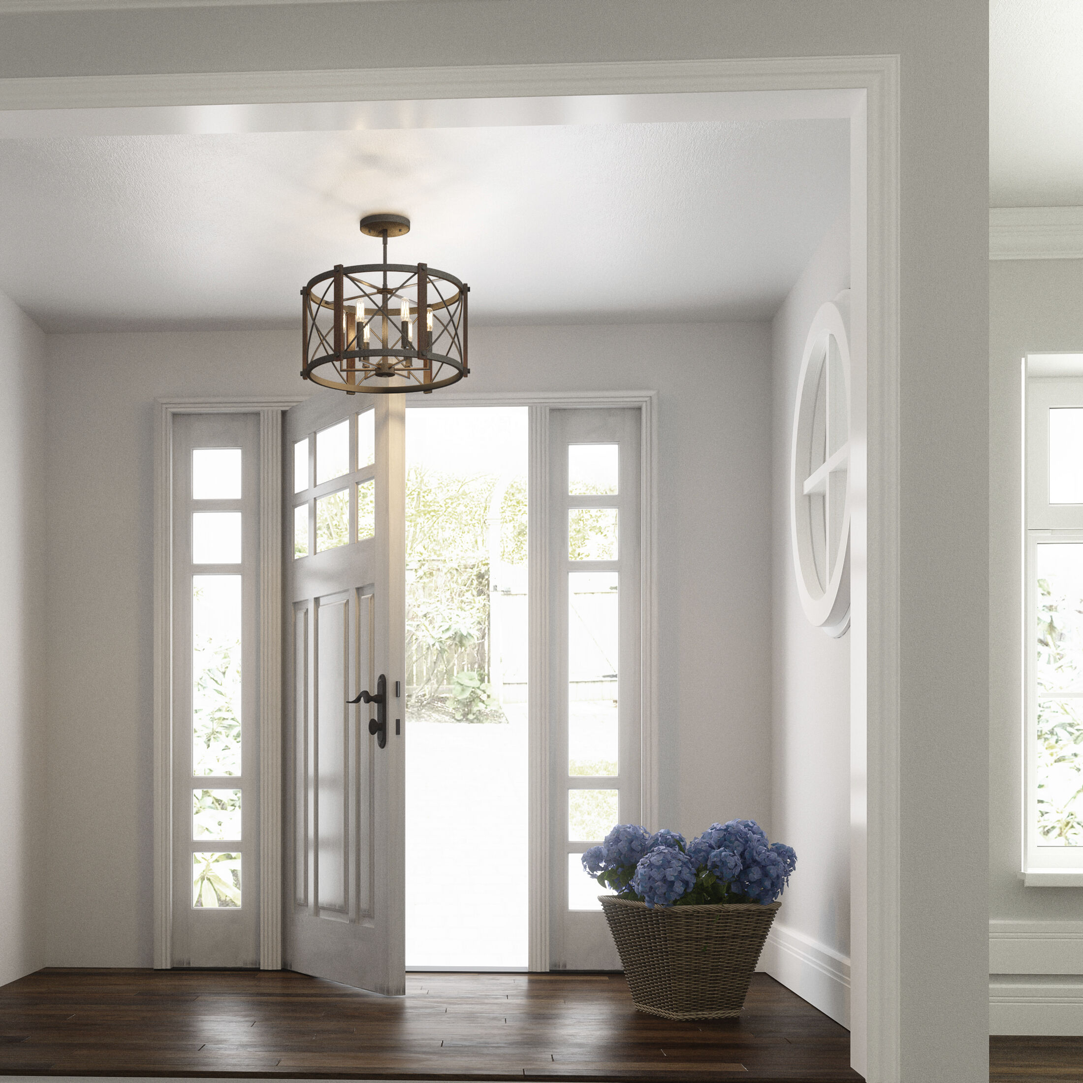 Baron 6 Light 20 inch Marcado Black Semi-Flush Mount Ceiling Light