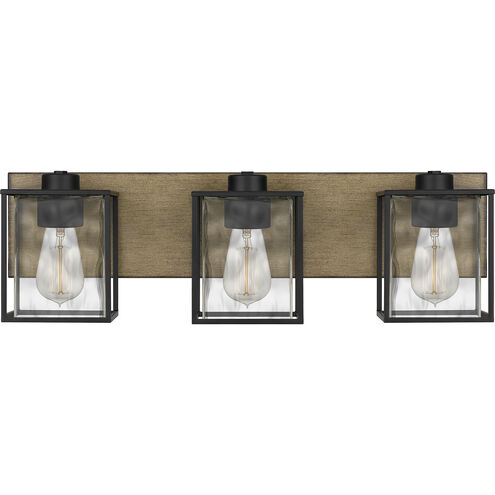 Holsten 3 Light 23 inch Matte Black Bath Light Wall Light, Large