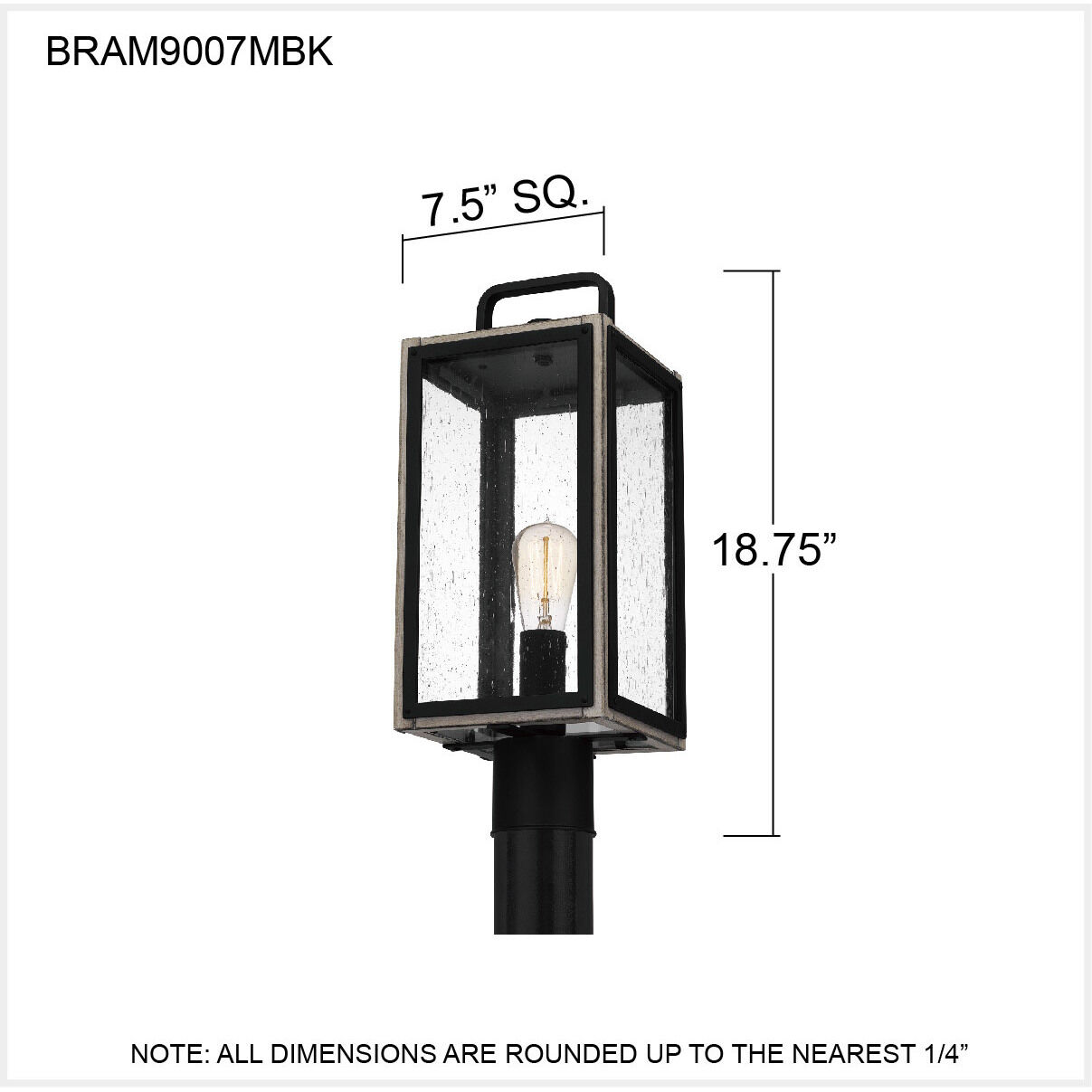 Bramshaw 1 Light 19 inch Matte Black Outdoor Post Lantern