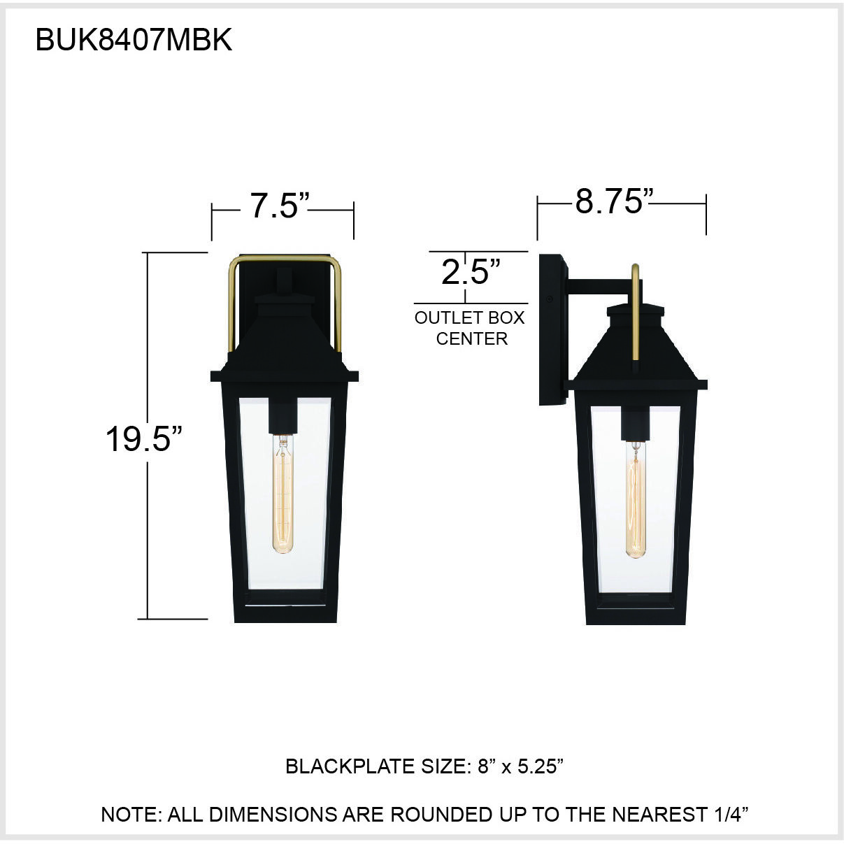 Buckley 1 Light 20 inch Matte Black Outdoor Wall Lantern