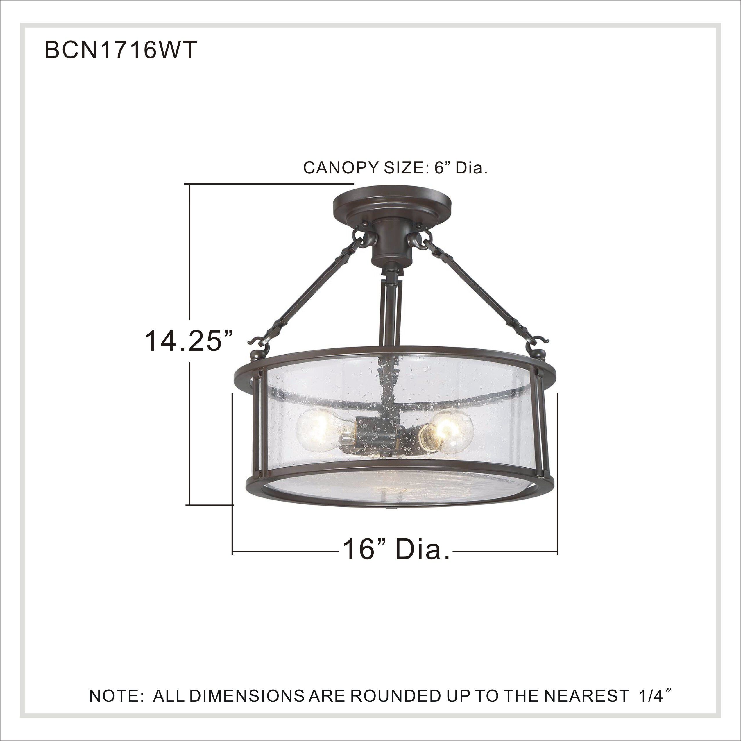 Buchanan 3 Light 16 inch Western Bronze Semi-Flush Mount Ceiling Light