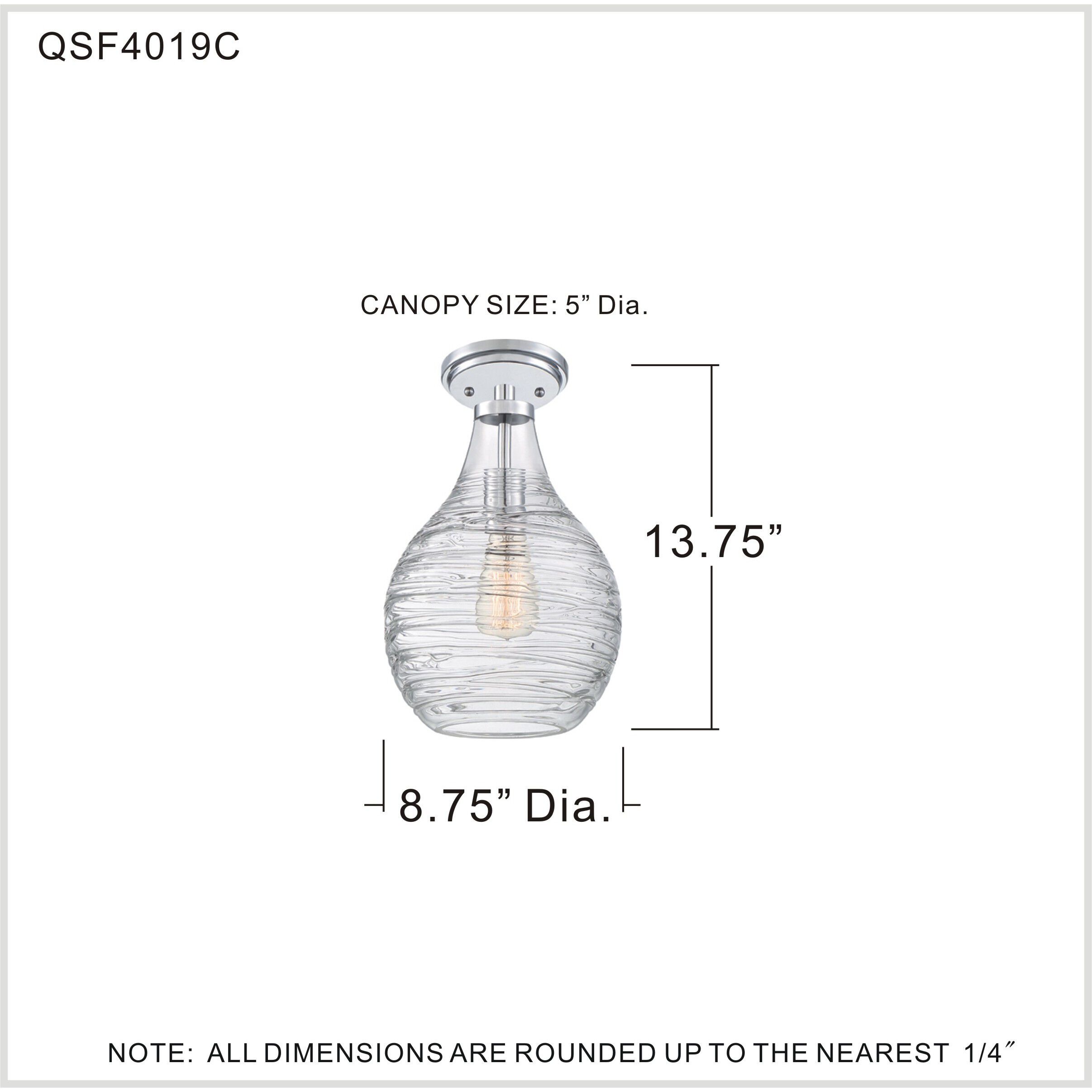 Genie 1 Light 9 inch Polished Chrome Semi-Flush Mount Ceiling Light