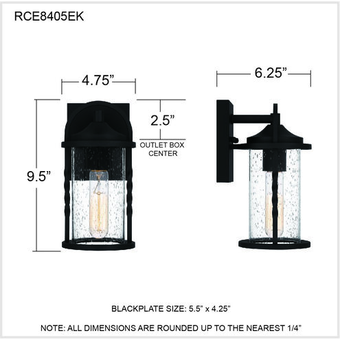 Reece 1 Light 10 inch Earth Black Outdoor Wall Lantern