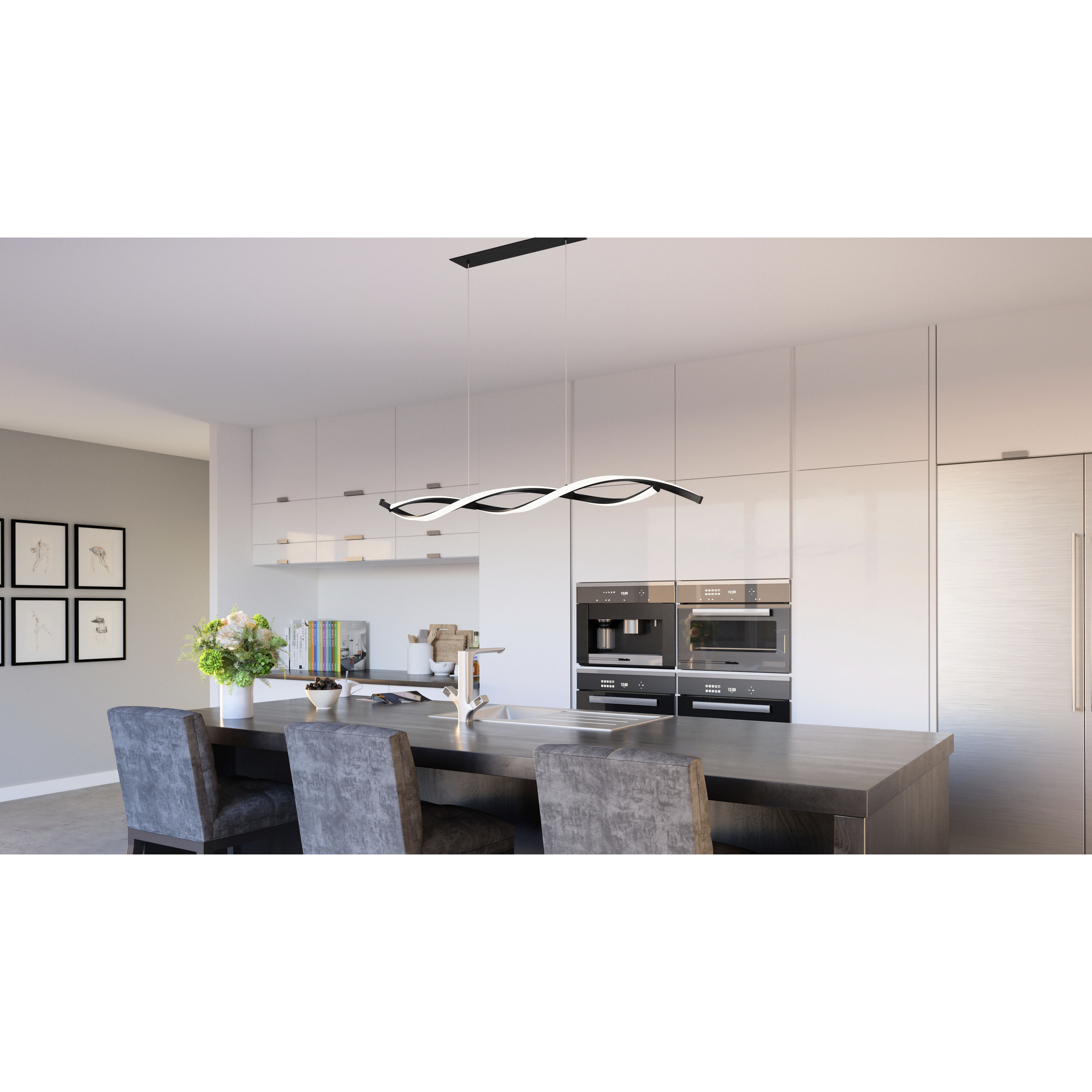 Newport 42 inch Matte Black Island Light Ceiling Light