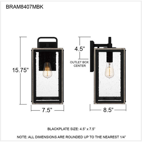 Bramshaw 1 Light 16 inch Matte Black Outdoor Wall Lantern