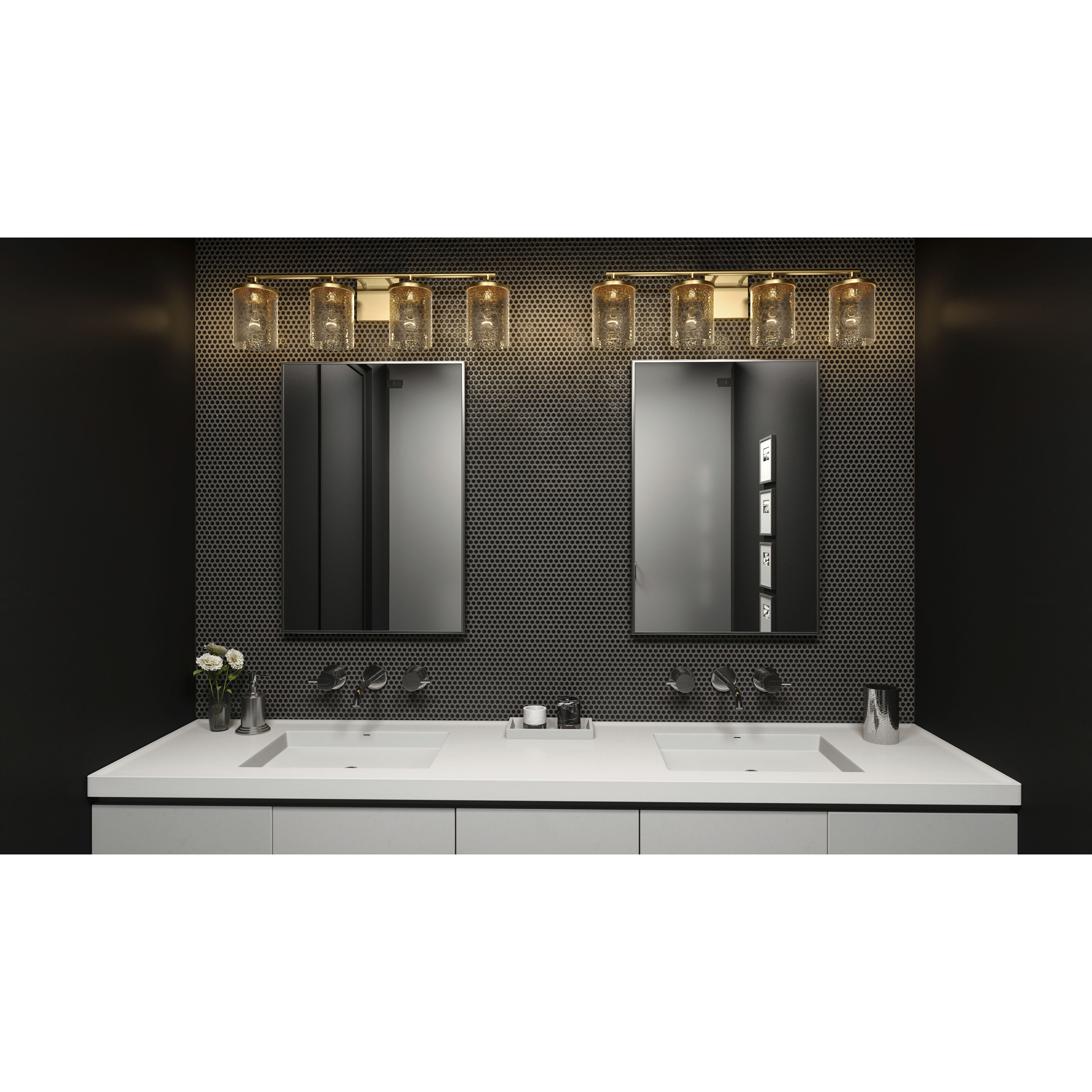 Abner 4 Light 28 inch Aged Brass Bath Light Wall Light