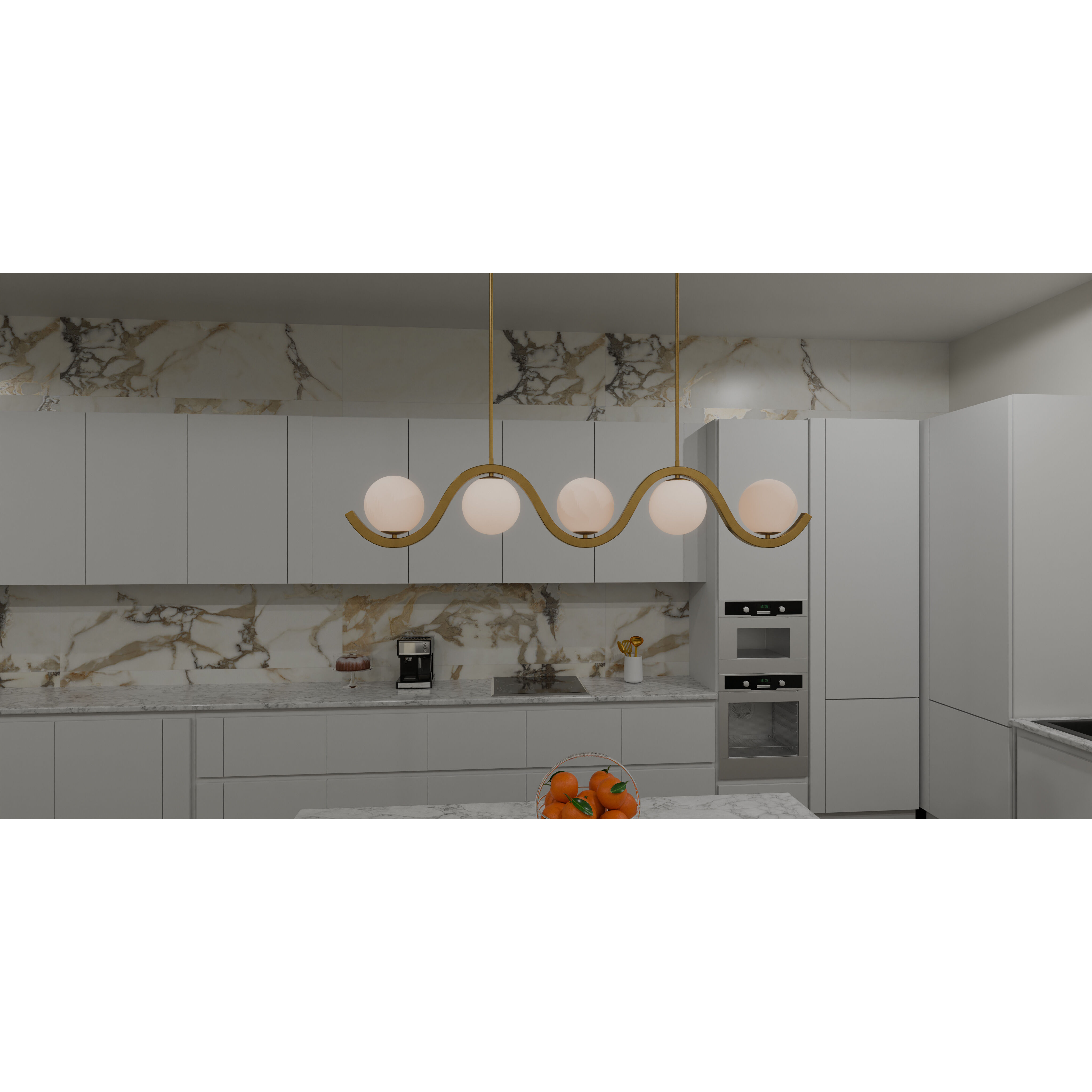 Spherical 5 Light 49 inch Aged Brass Island Light Ceiling