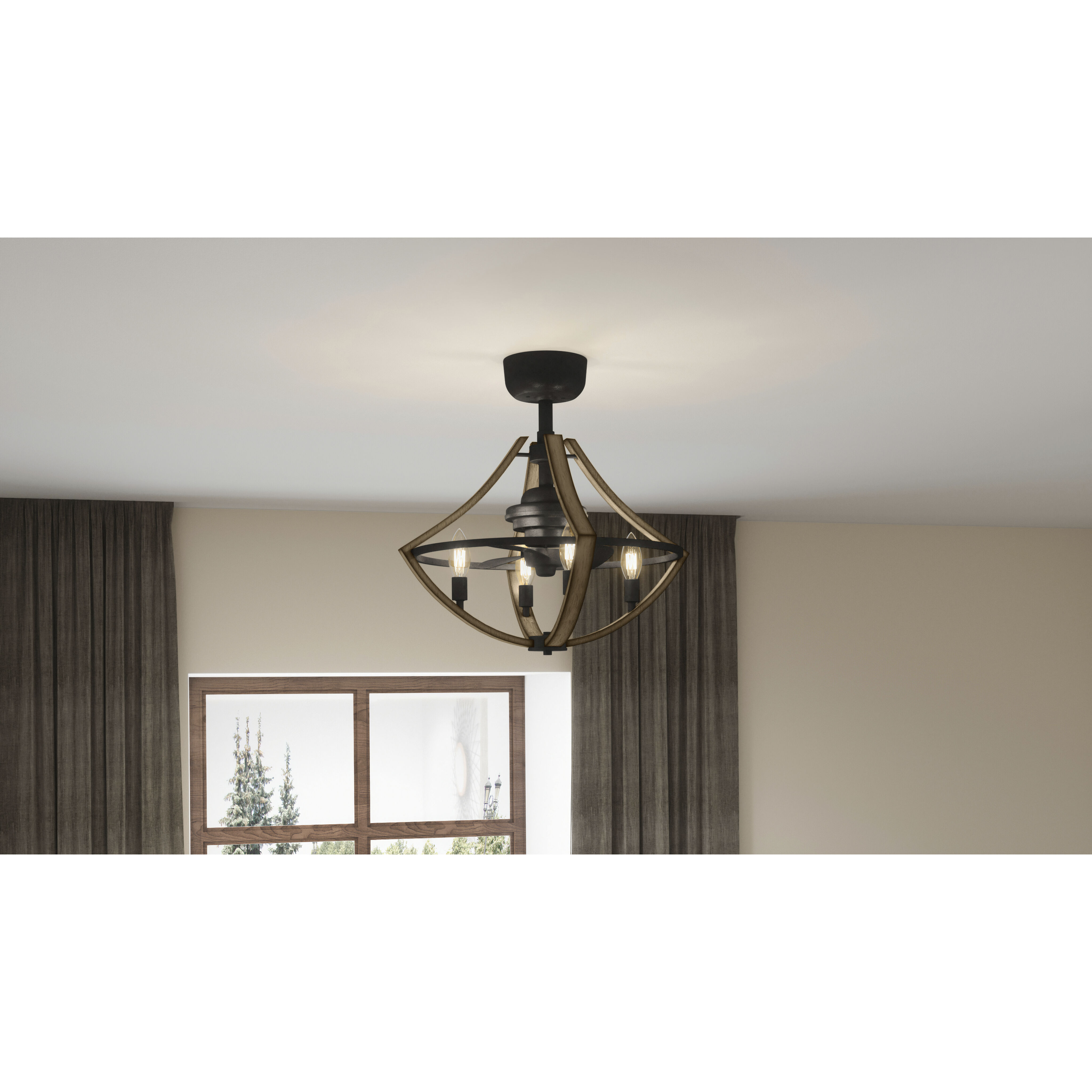 Shire 23 inch Rustic Black Fandelier