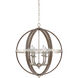 Fusion 6 Light 25 inch Brushed Nickel Foyer Piece Ceiling Light, Naturals