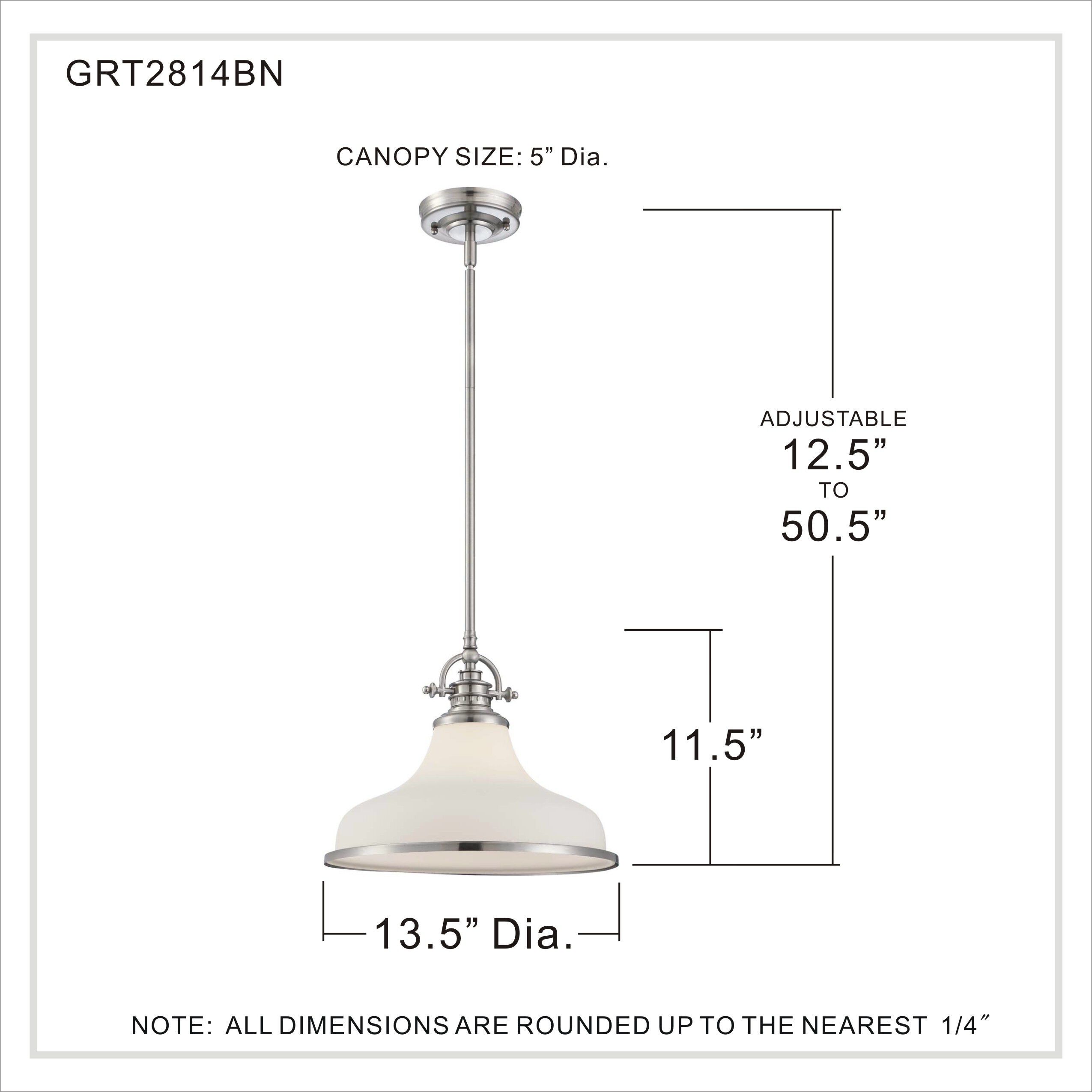 Grant 1 Light 14 inch Brushed Nickel Pendant Ceiling Light