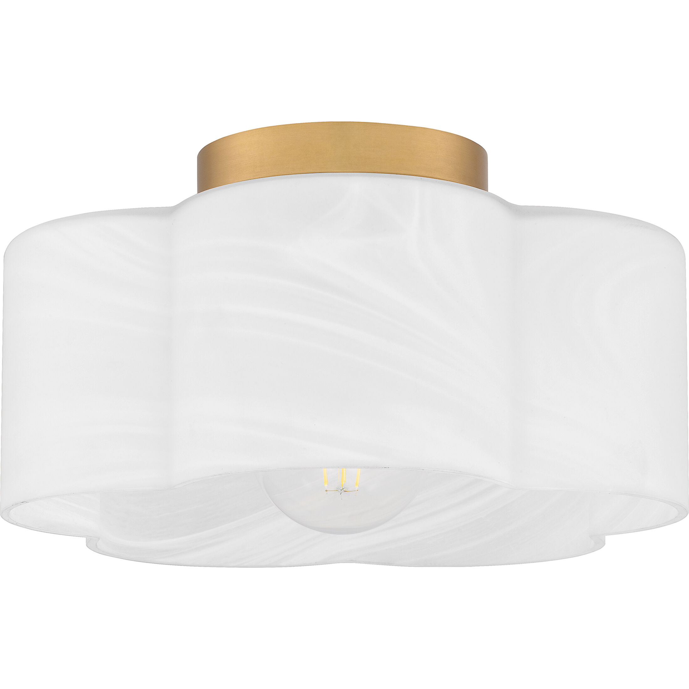 Lilly 1 Light 14 inch Brushed Weathered Brass Semi-Flush Mount Ceiling Light, Medium