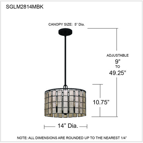 Quoizel SGLM2814MBK Seigler 3 Light 14 inch Matte Black Pendant