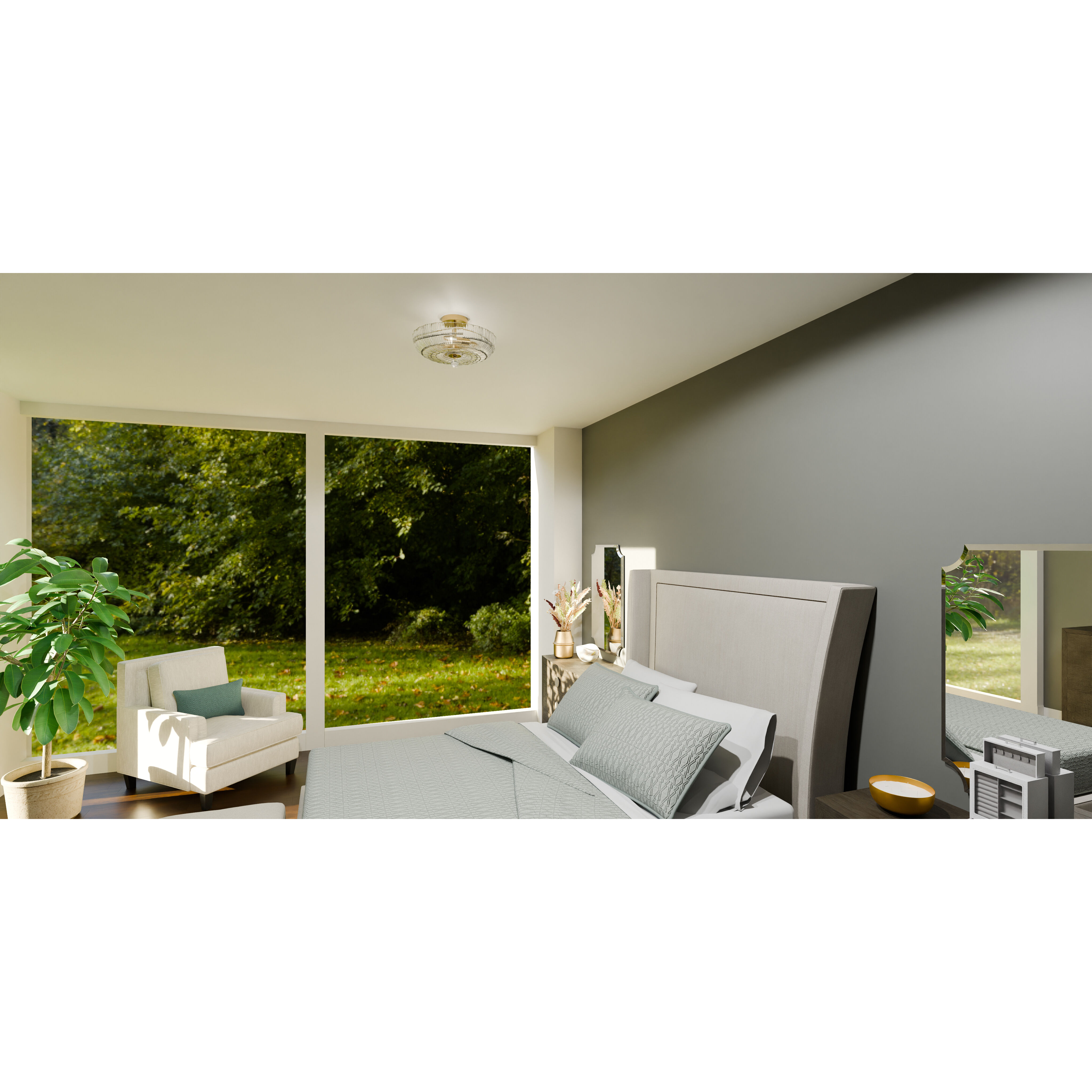 Belmond 3 Light 15.75 inch Brushed Gold Semi-Flush Mount Ceiling Light, Medium