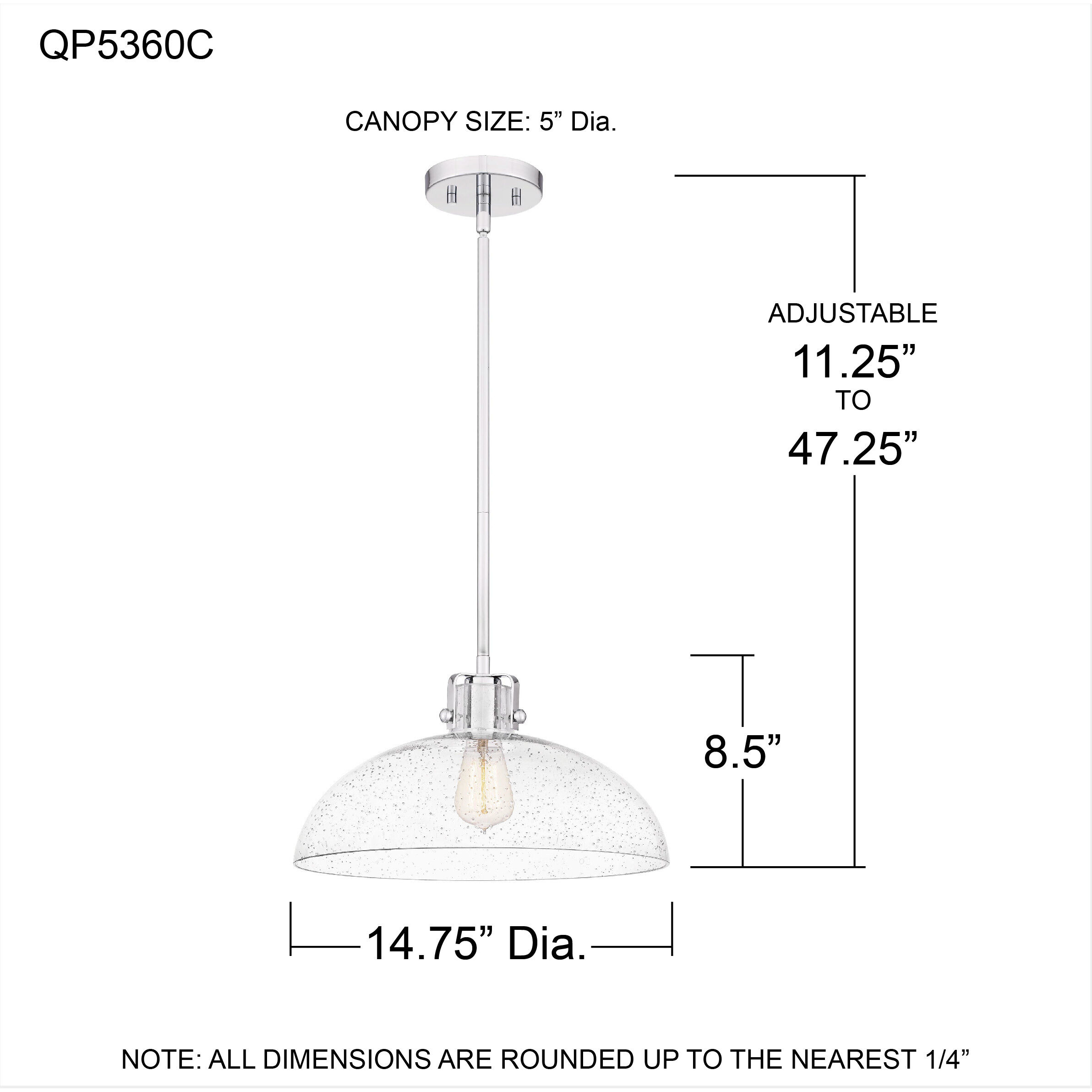 Iona 1 Light 14.75 inch Polished Chrome Pendant Ceiling Light