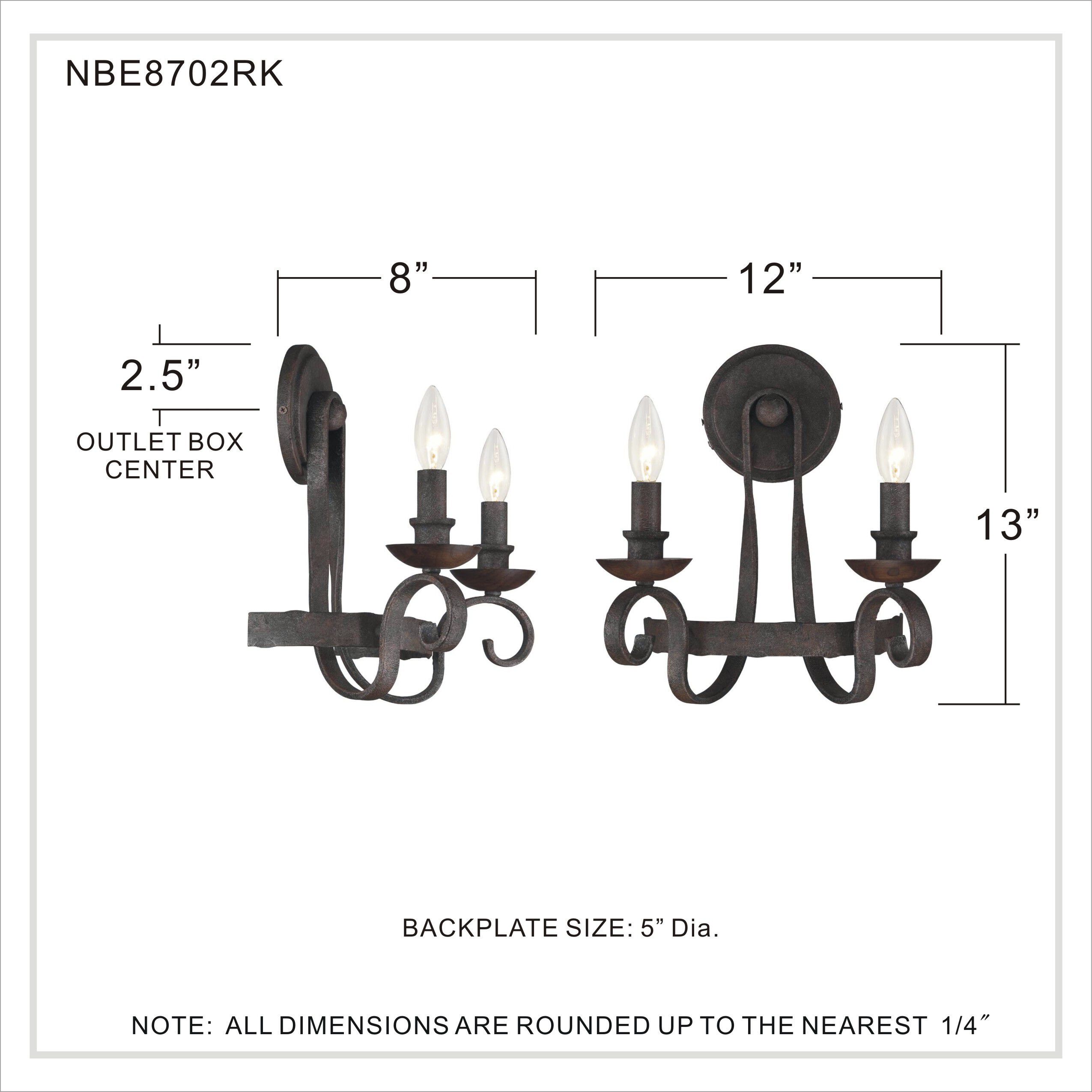 Noble 2 Light 12 inch Rustic Black Wall Sconce Wall Light