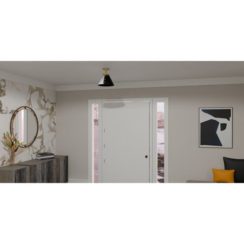 Trette 1 Light 12 inch Brushed Weathered Brass Semi-Flush Mount Ceiling Light, Small