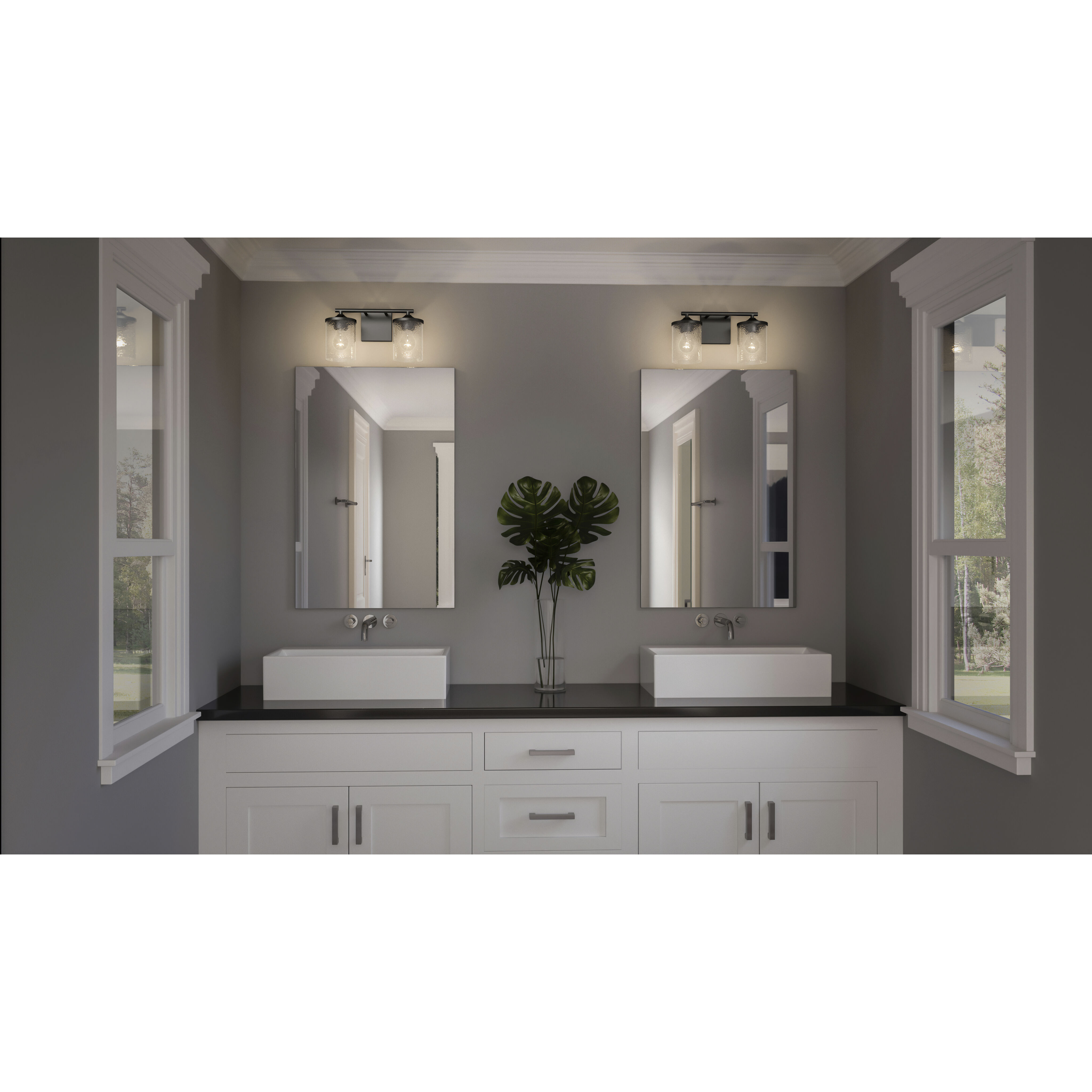 Abner 2 Light 14 inch Matte Black Bath Light Wall Light