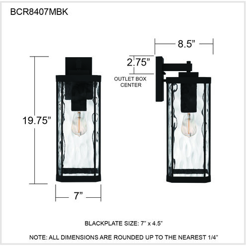 Balchier 1 Light 20 inch Matte Black Outdoor Wall Lantern