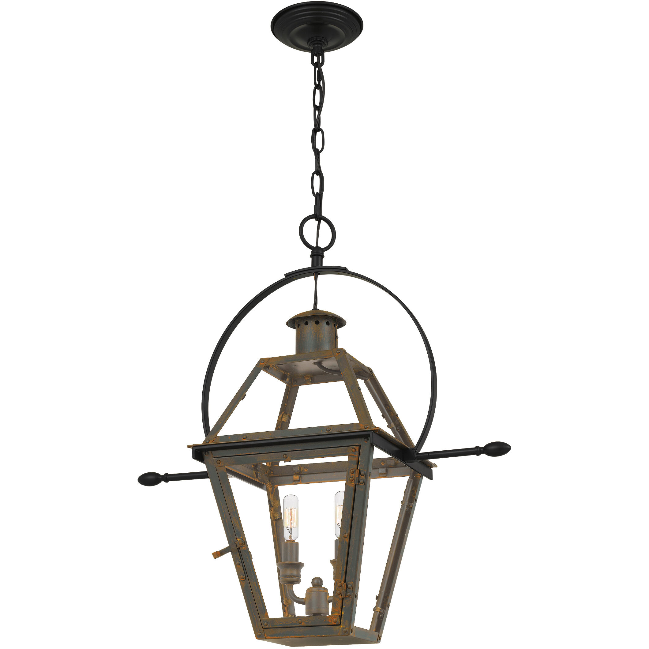 Rue De Royal 2 Light 21 inch Industrial Bronze Outdoor Hanging Lantern