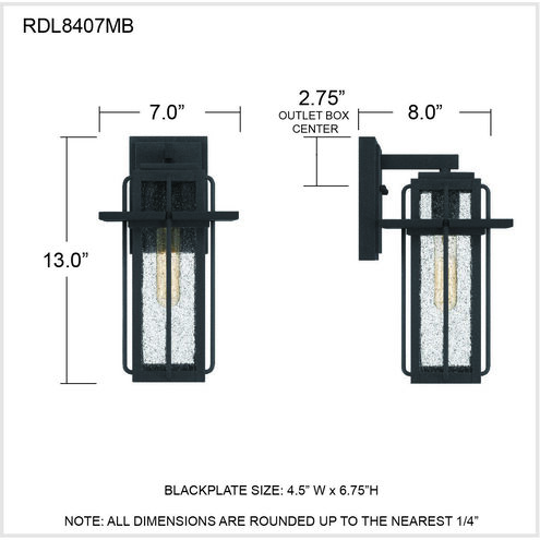 Randall 1 Light 13 inch Mottled Black Outdoor Wall Lantern, Medium