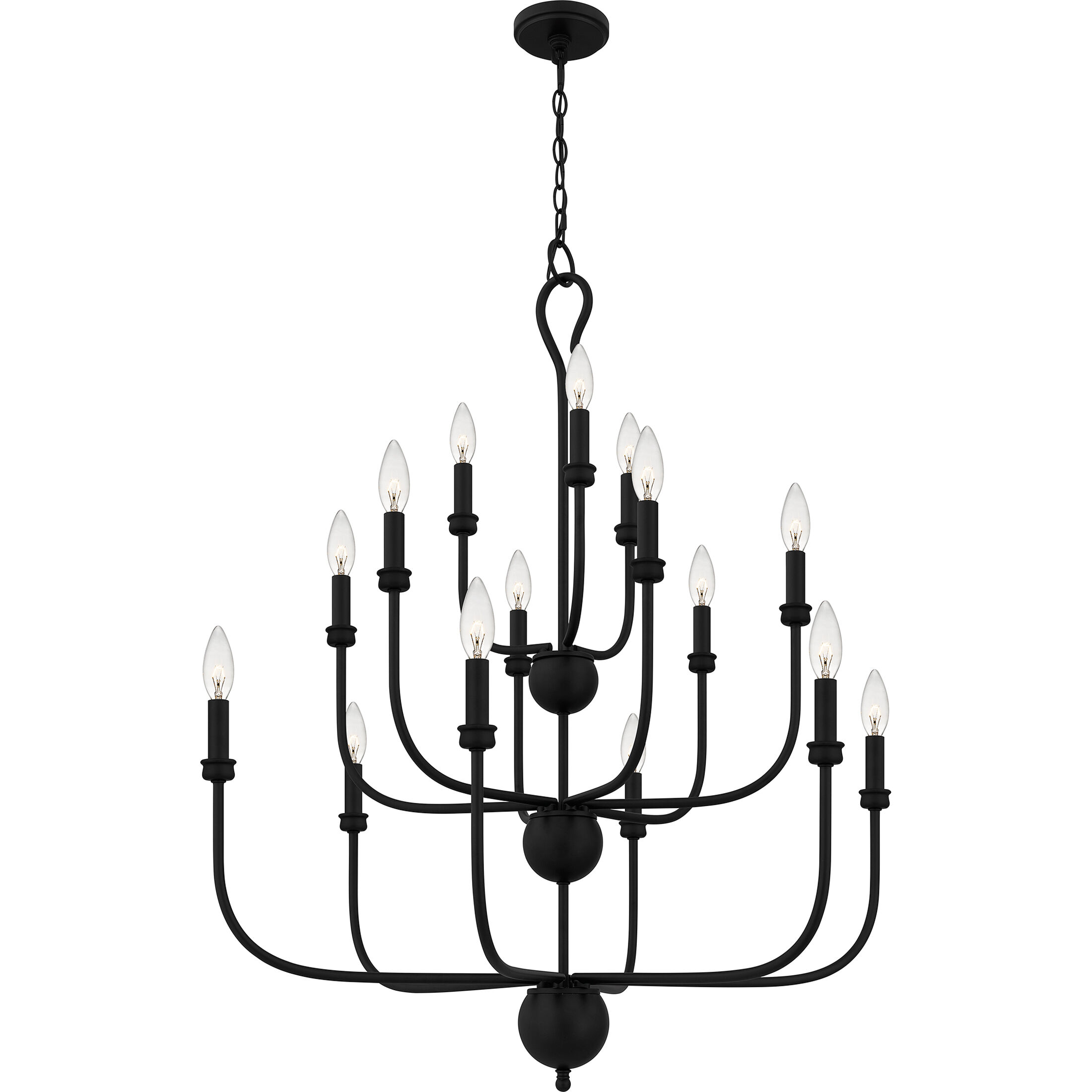Blanche 15 Light 32 inch Matte Black Chandelier Ceiling Light