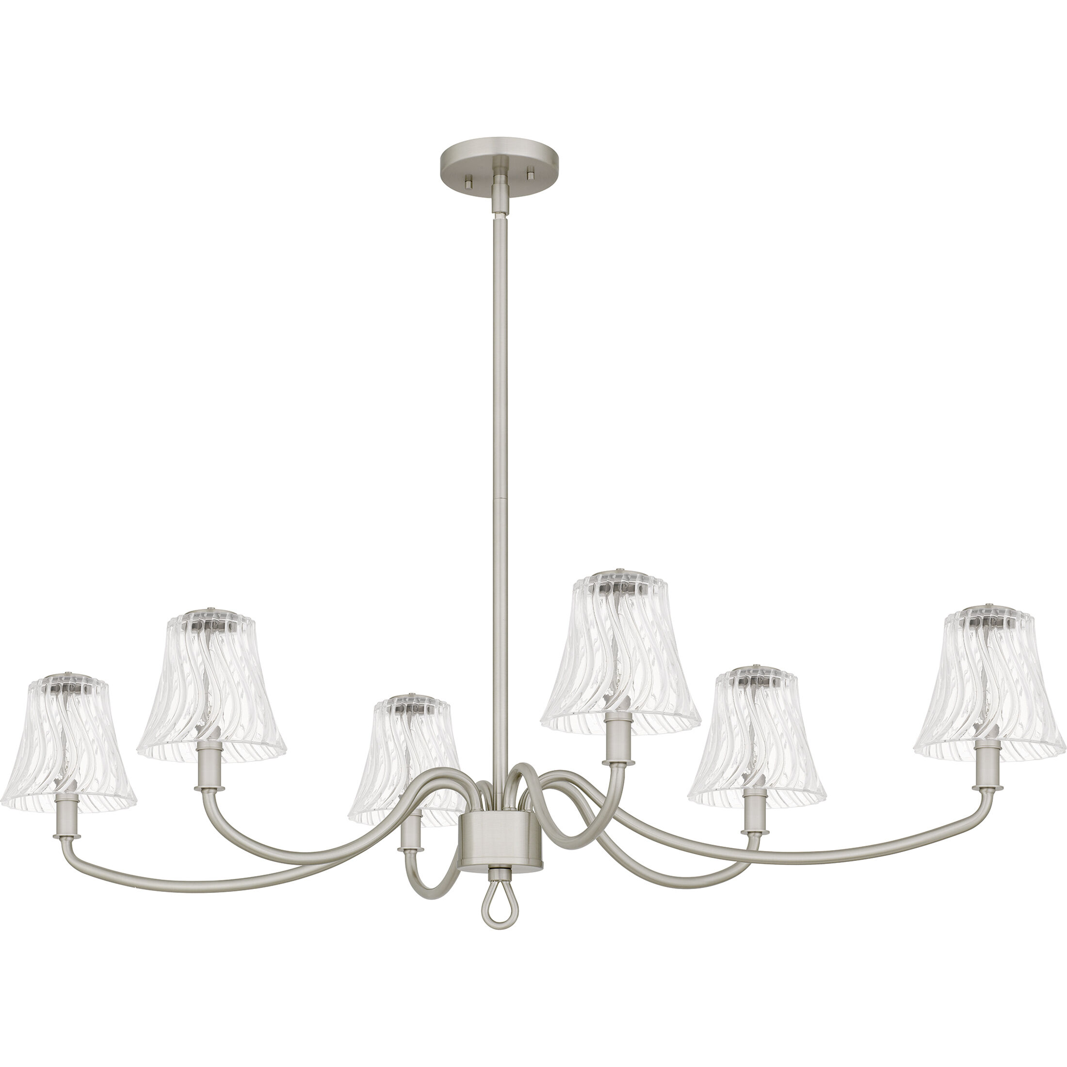 McKinney 6 Light 44 inch Brushed Nickel Linear Chandelier Ceiling Light, Medium