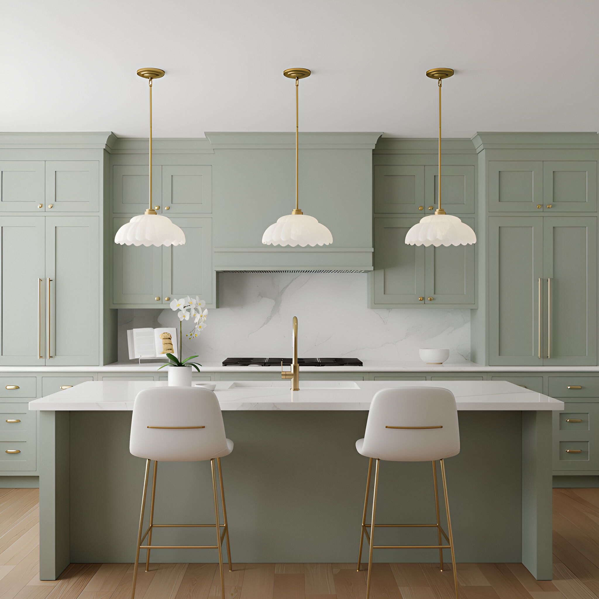 Whitecap 1 Light 14 inch Brushed Gold Pendant Ceiling Light