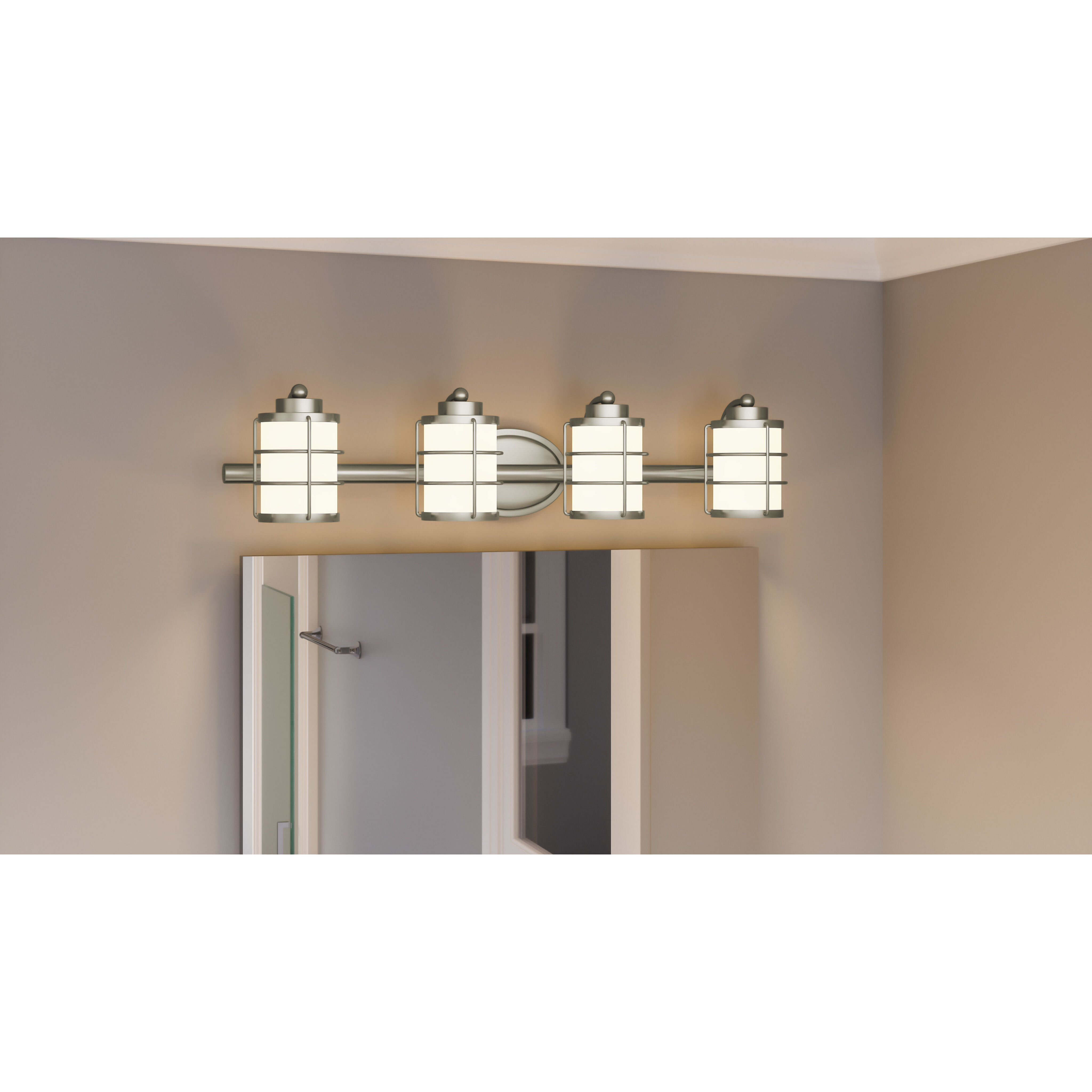 Hazlett 4 Light 31 inch Brushed Nickel Bath Light Wall Light
