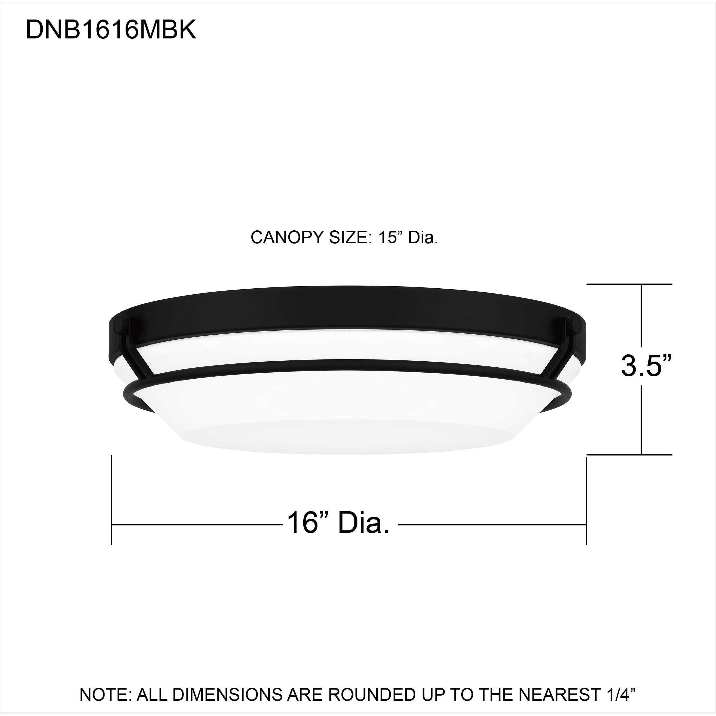 Dunbar 16 inch Matte Black Flush Mount Ceiling Light