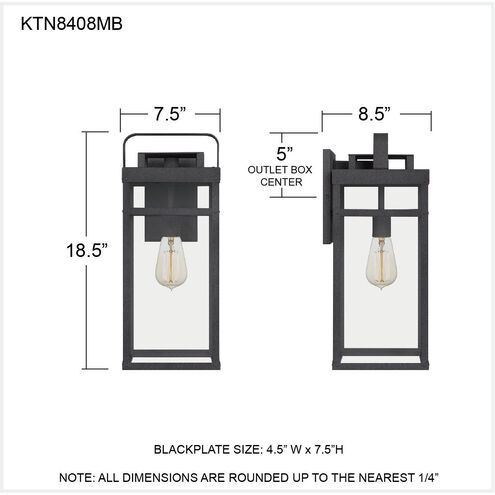 Keaton 1 Light 19 inch Mottled Black Outdoor Wall Lantern, Large
