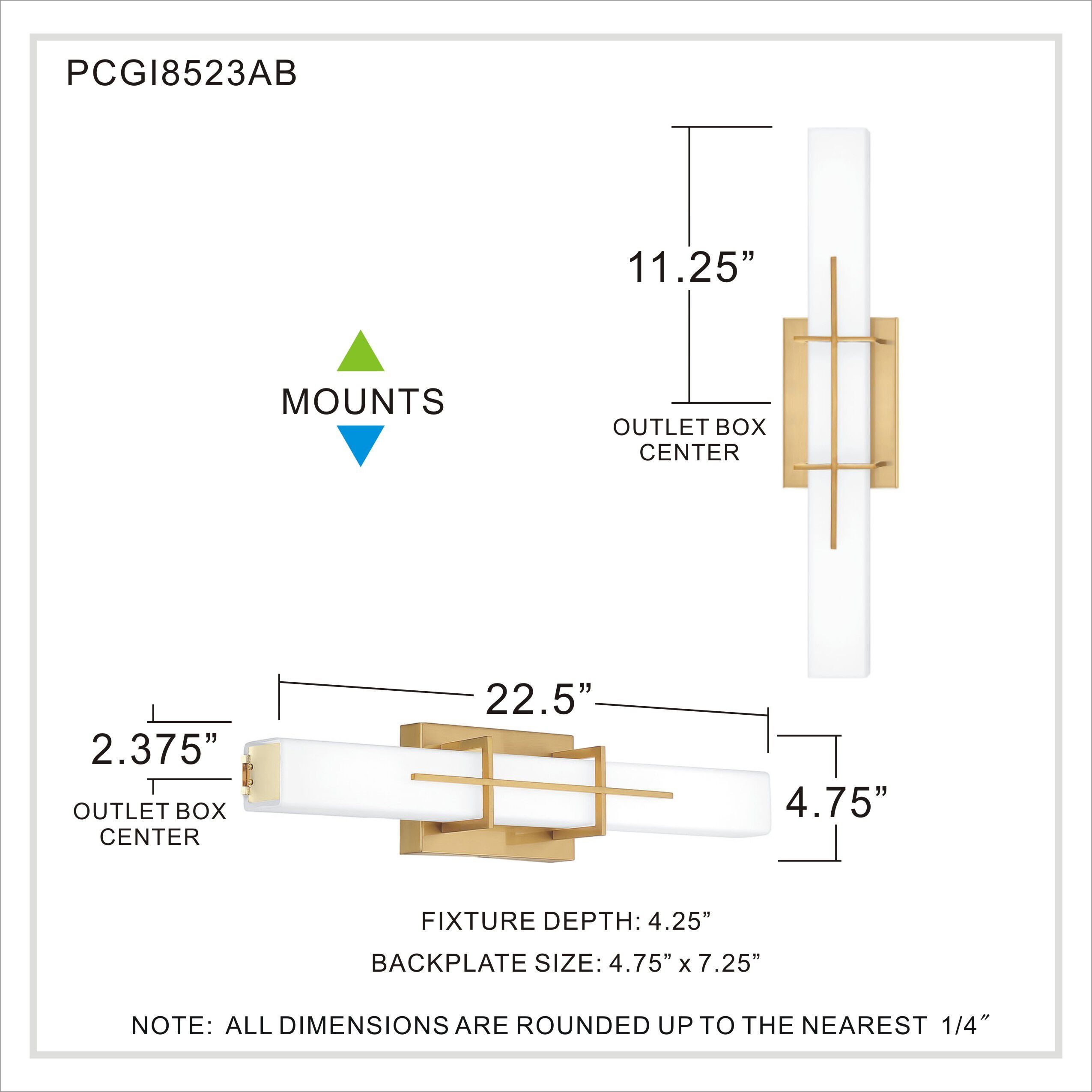 Gemini LED 23 inch Aged Brass Bath Light Wall Light