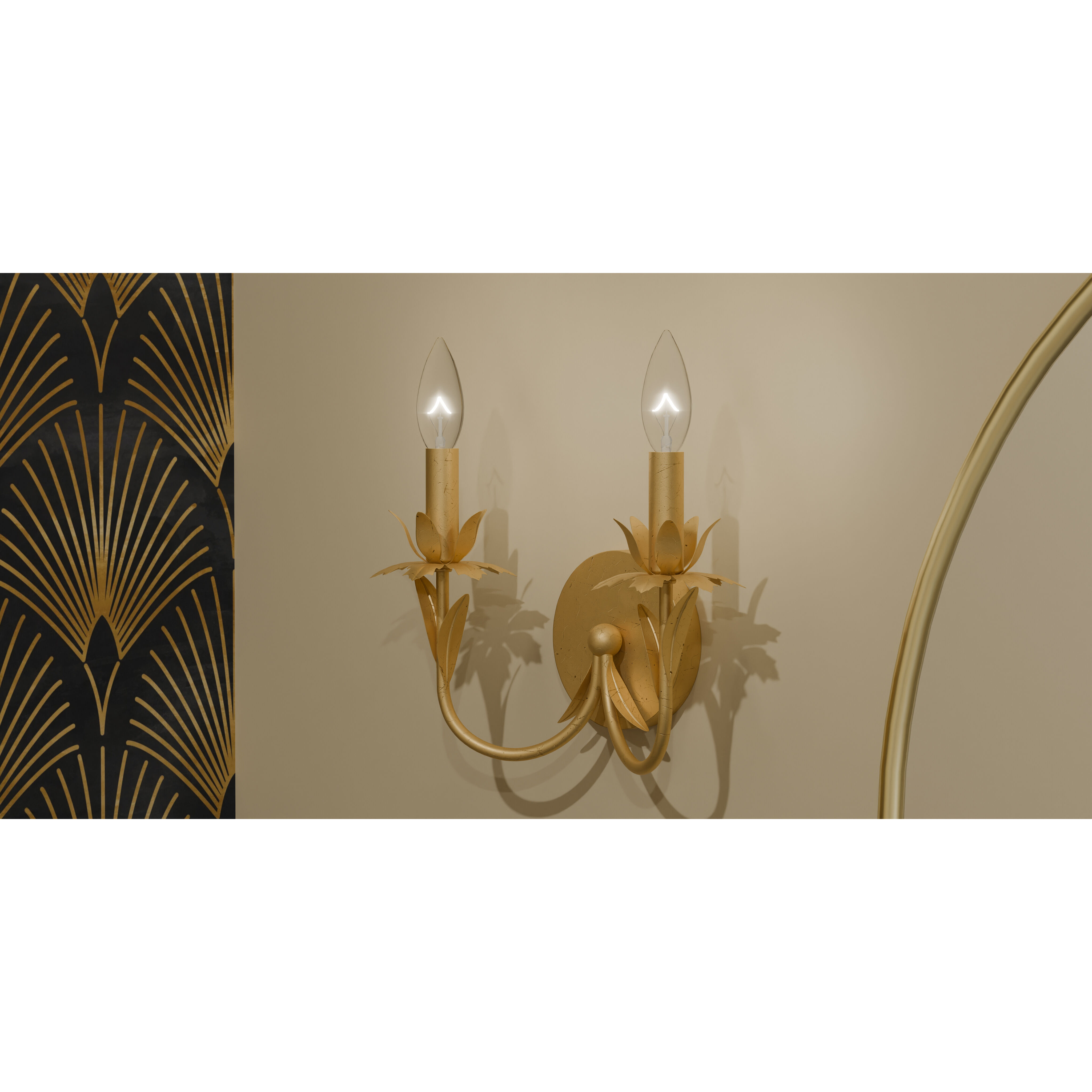 Maria 2 Light 12 inch Gold Leaf Wall Sconce Wall Light, Small