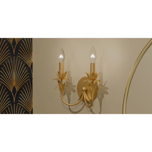 Maria 2 Light 12 inch Gold Leaf Wall Sconce Wall Light, Small