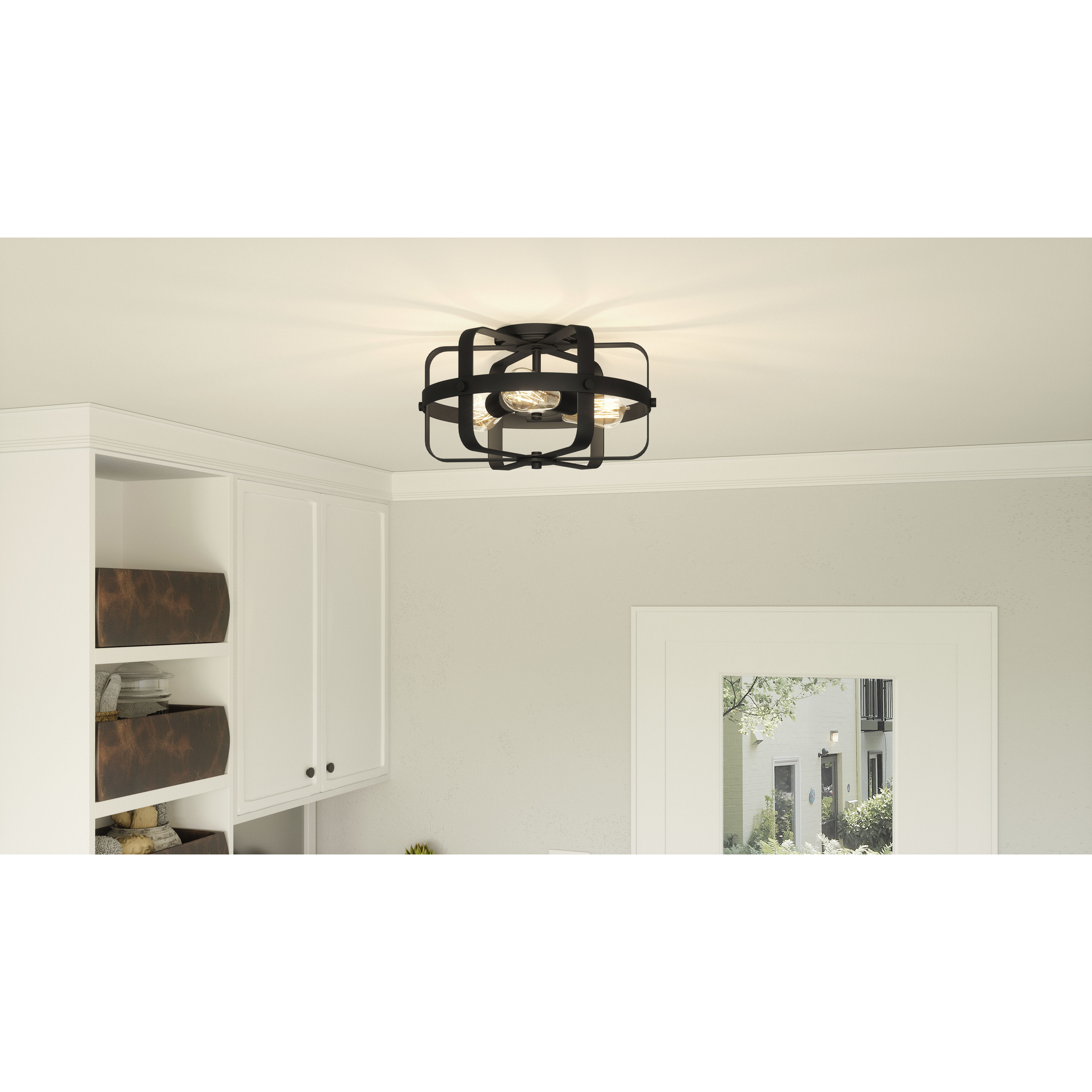 Manzel 3 Light 14 inch Matte Black Flush Mount Ceiling Light