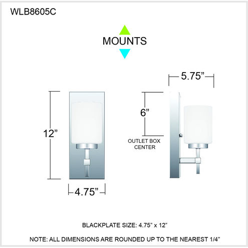 Wilburn LED 6 inch Polished Chrome Bath Light Wall Light