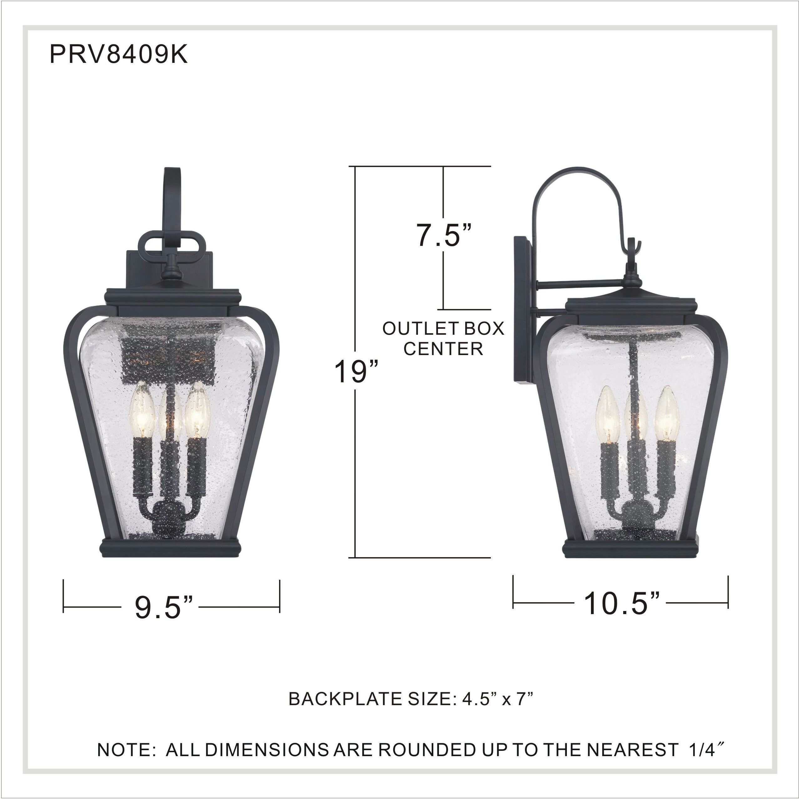 Province 3 Light 19 inch Mystic Black Outdoor Wall Lantern